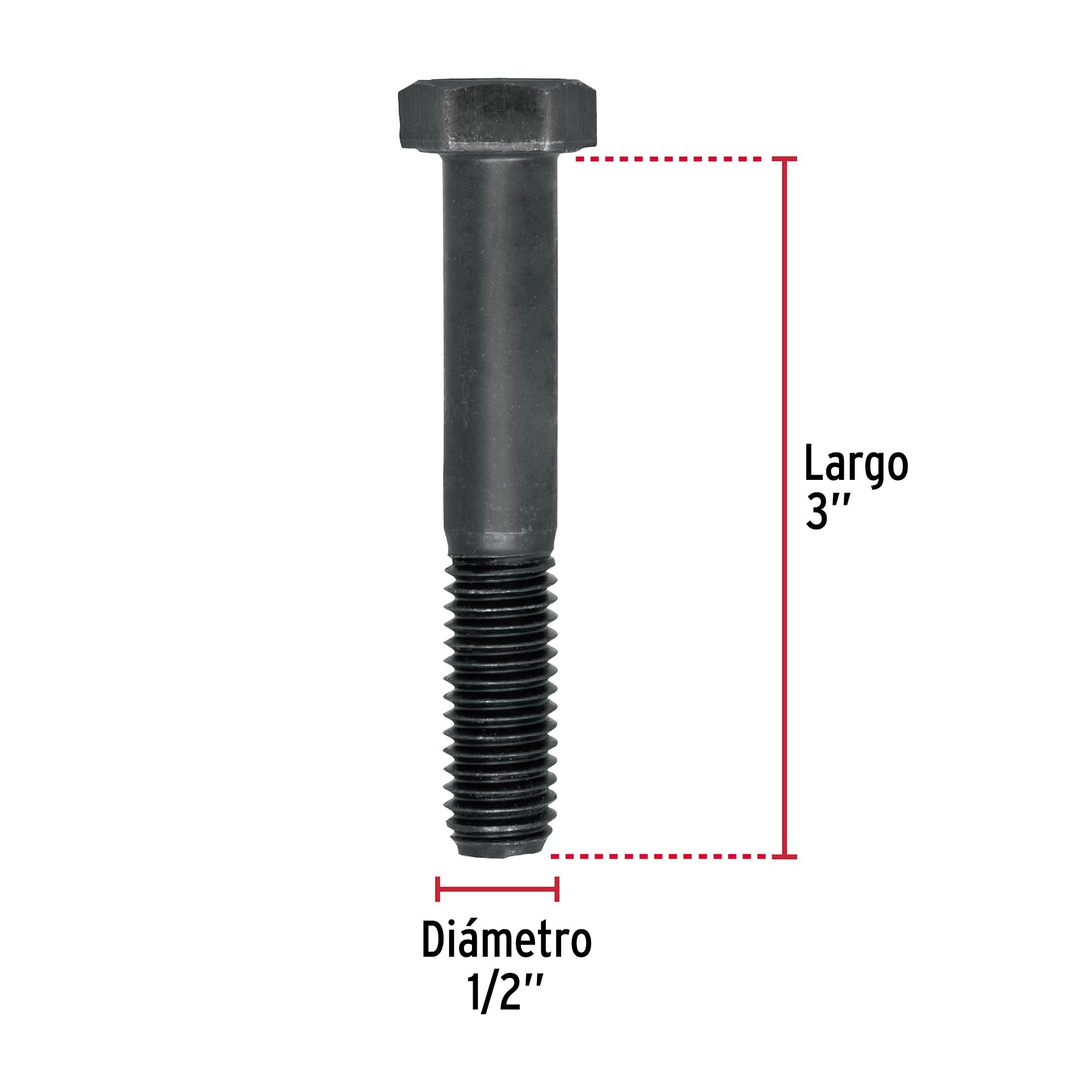 Bolsa con 20 tornillos 1/2" x 3" acero grado 5, FIERO
