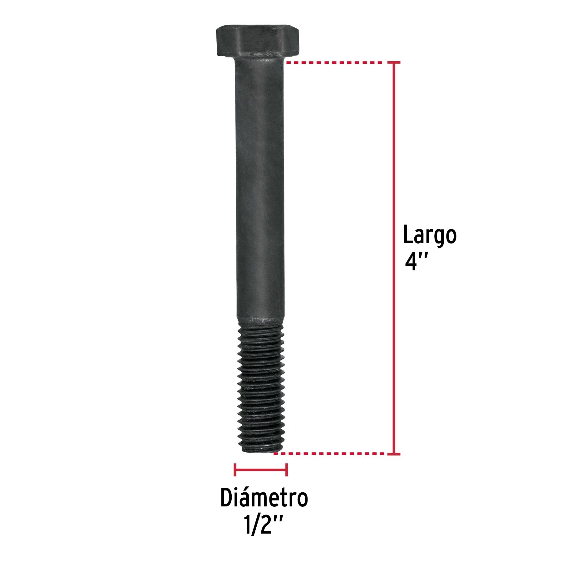 Bolsa con 15 tornillos 1/2" x 4" acero grado 5, FIERO