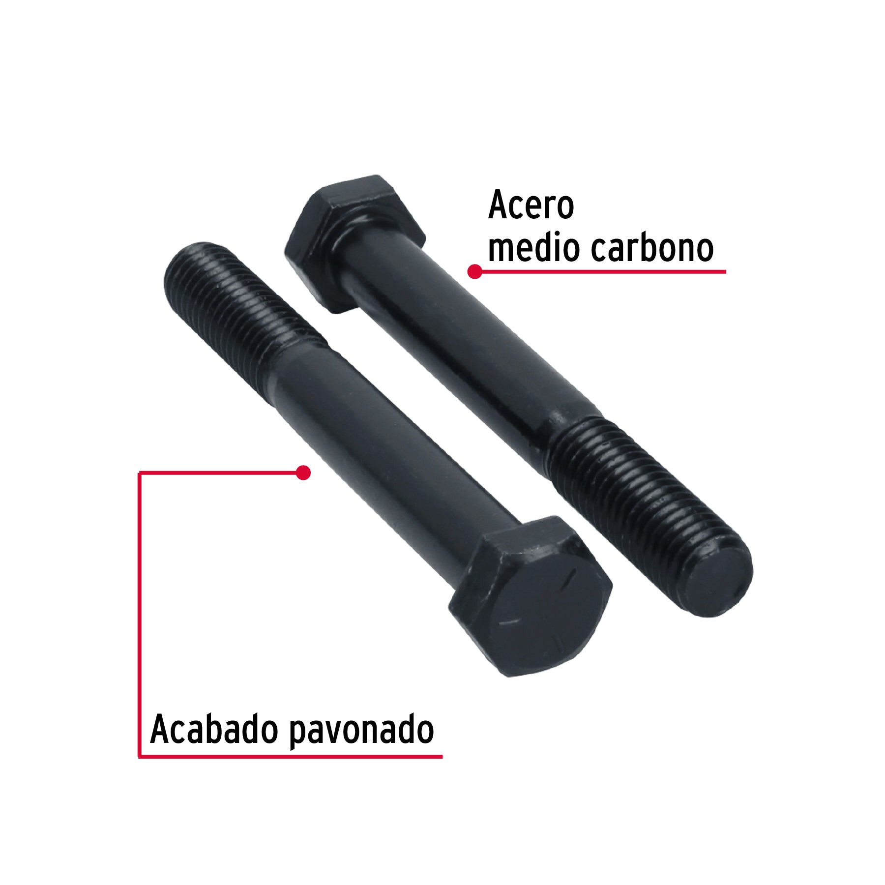 Bolsa con 15 tornillos 1/2" x 4" acero grado 5, FIERO