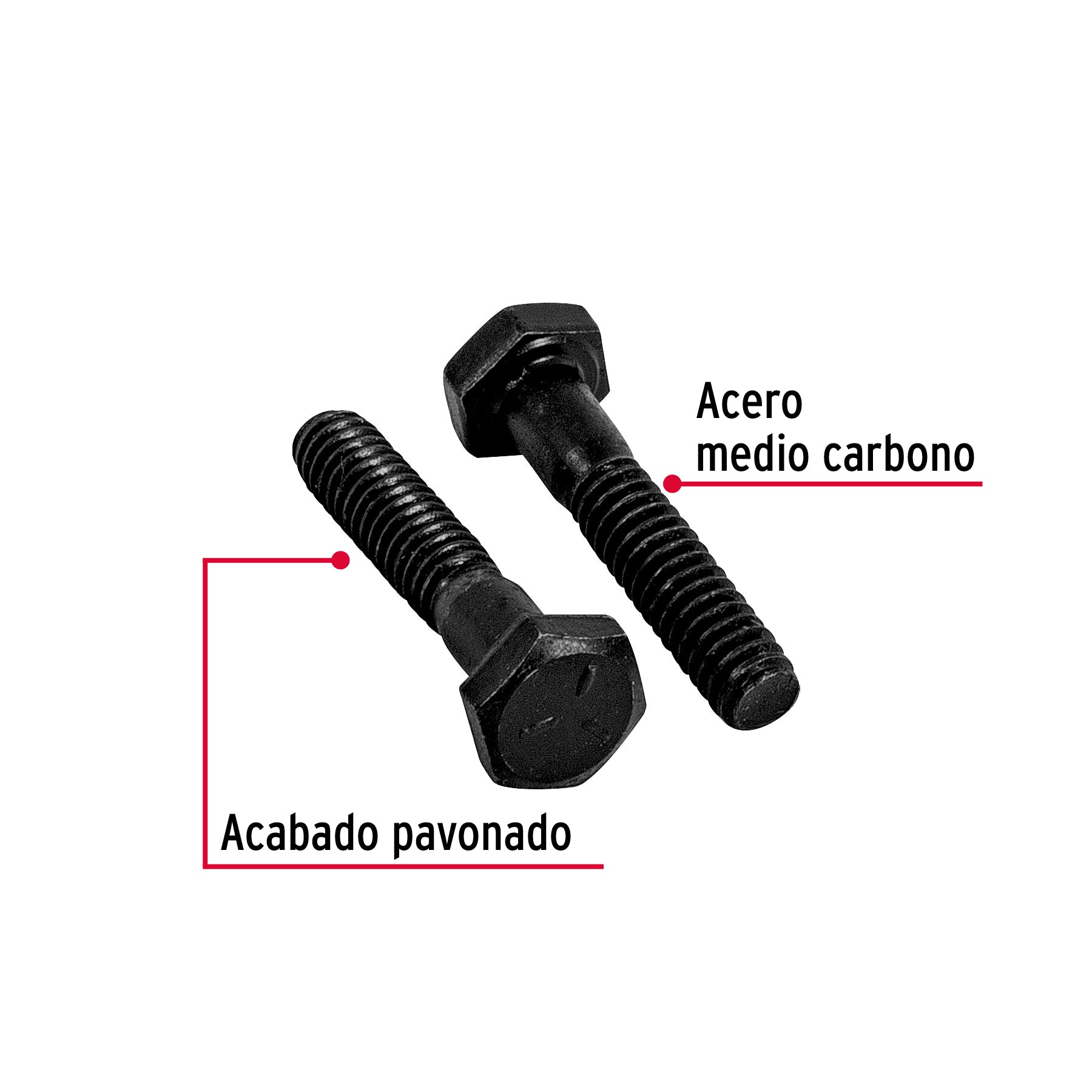 Bolsa con 100 tornillos 1/4" x 1-1/4" acero grado 5, FIERO