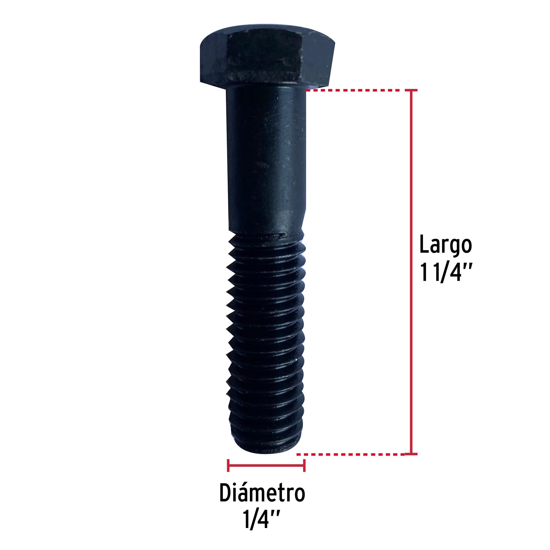 Bolsa con 100 tornillos 1/4" x 1-1/4" acero grado 5, FIERO