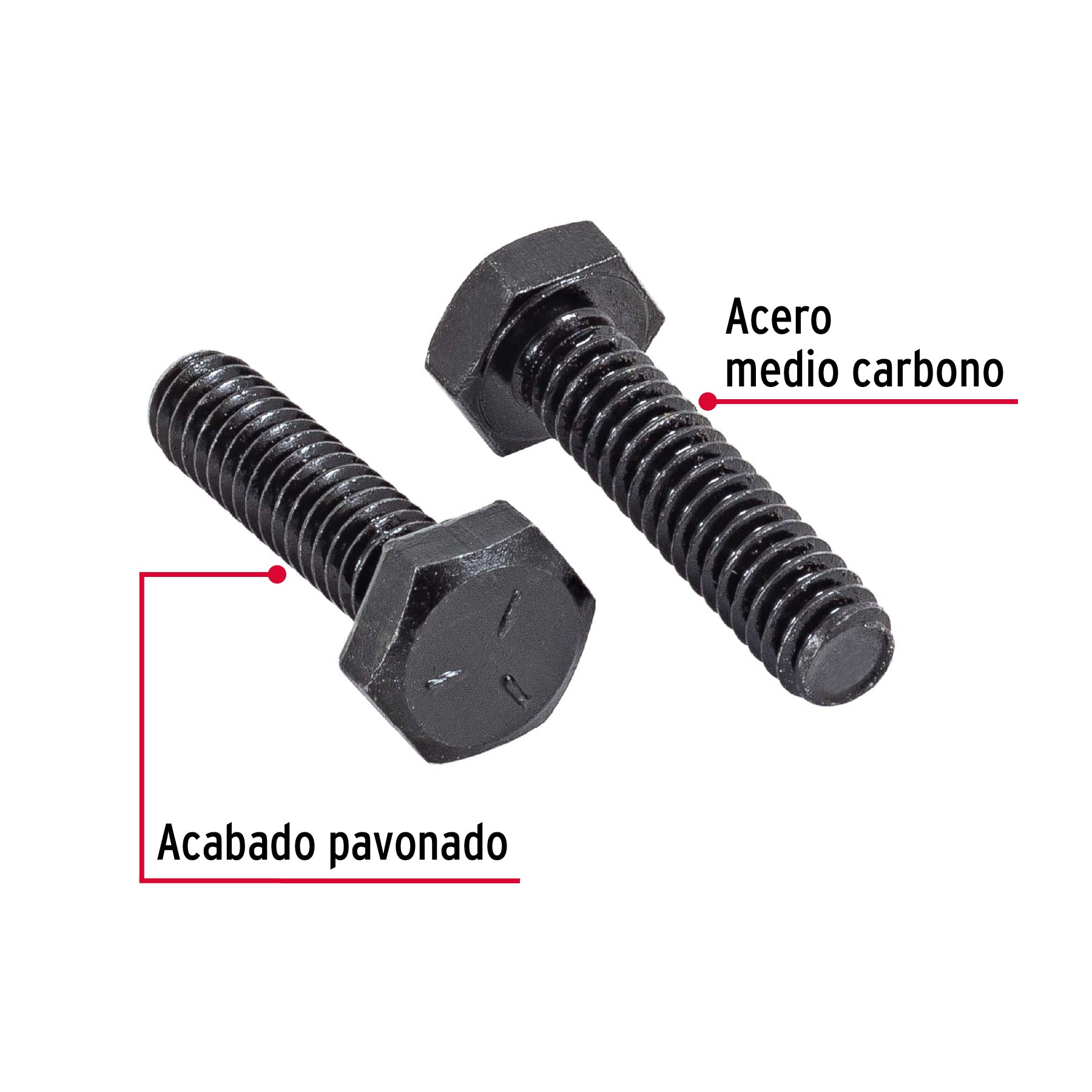 Bolsa con 100 tornillos 1/4" x 1" acero grado 5, FIERO