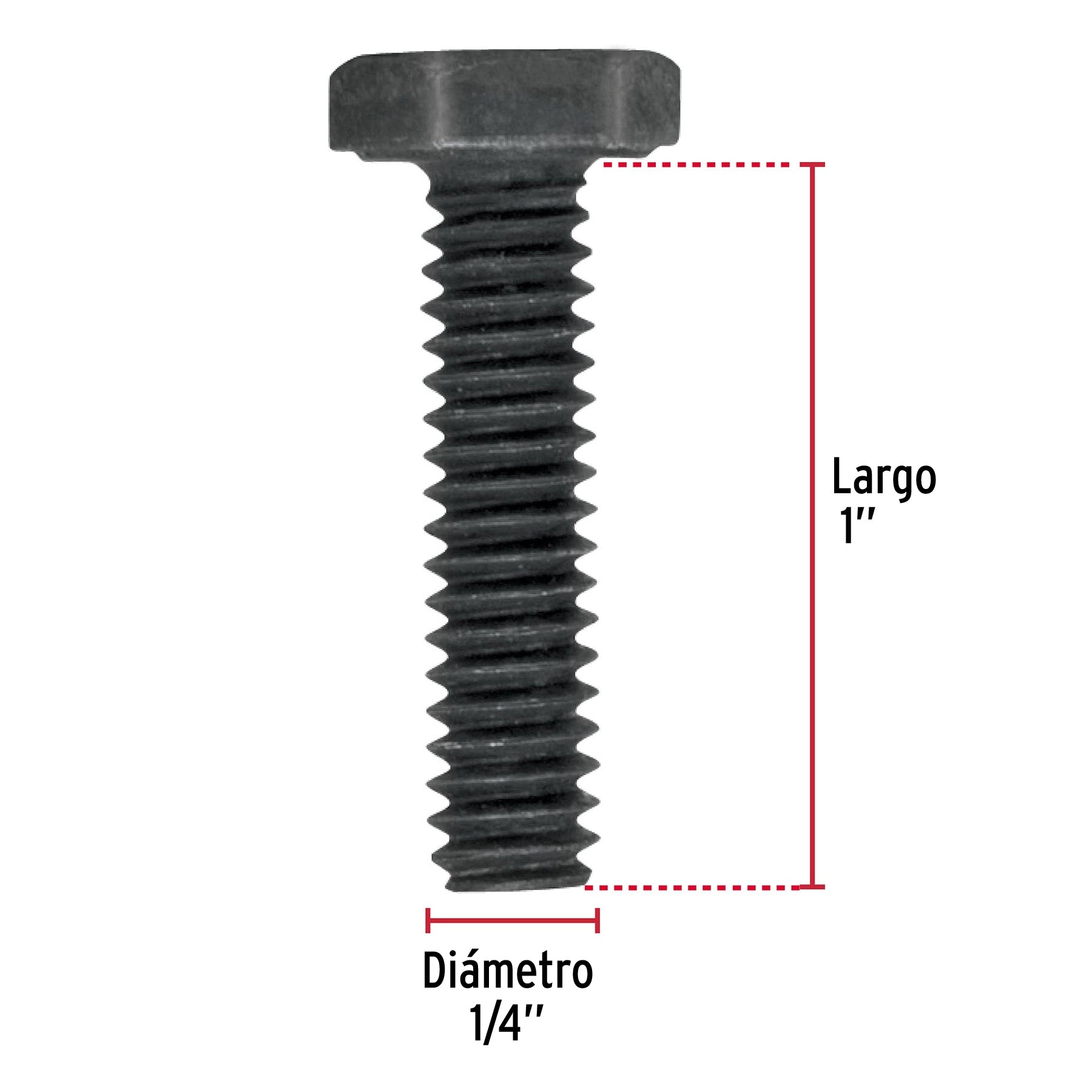 Bolsa con 100 tornillos 1/4" x 1" acero grado 5, FIERO