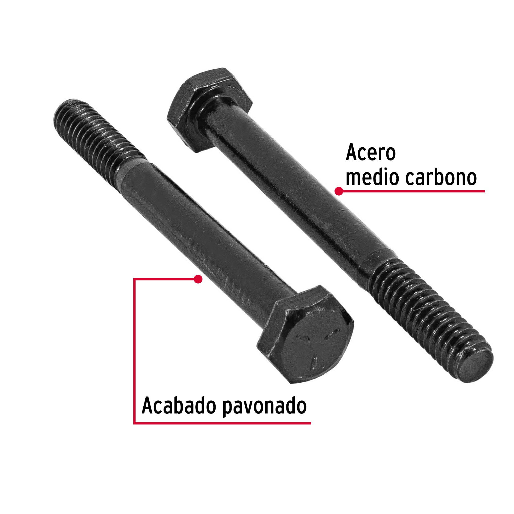 Bolsa con 50 tornillos 1/4" x 2-1/2" acero grado 5, FIERO