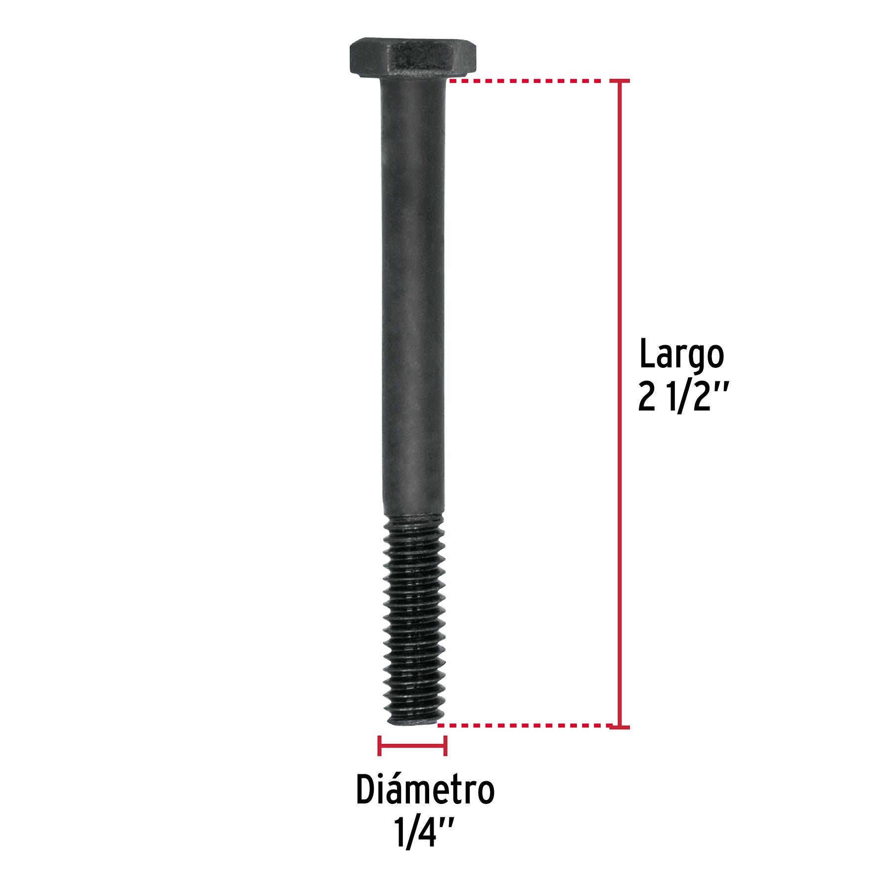 Bolsa con 50 tornillos 1/4" x 2-1/2" acero grado 5, FIERO