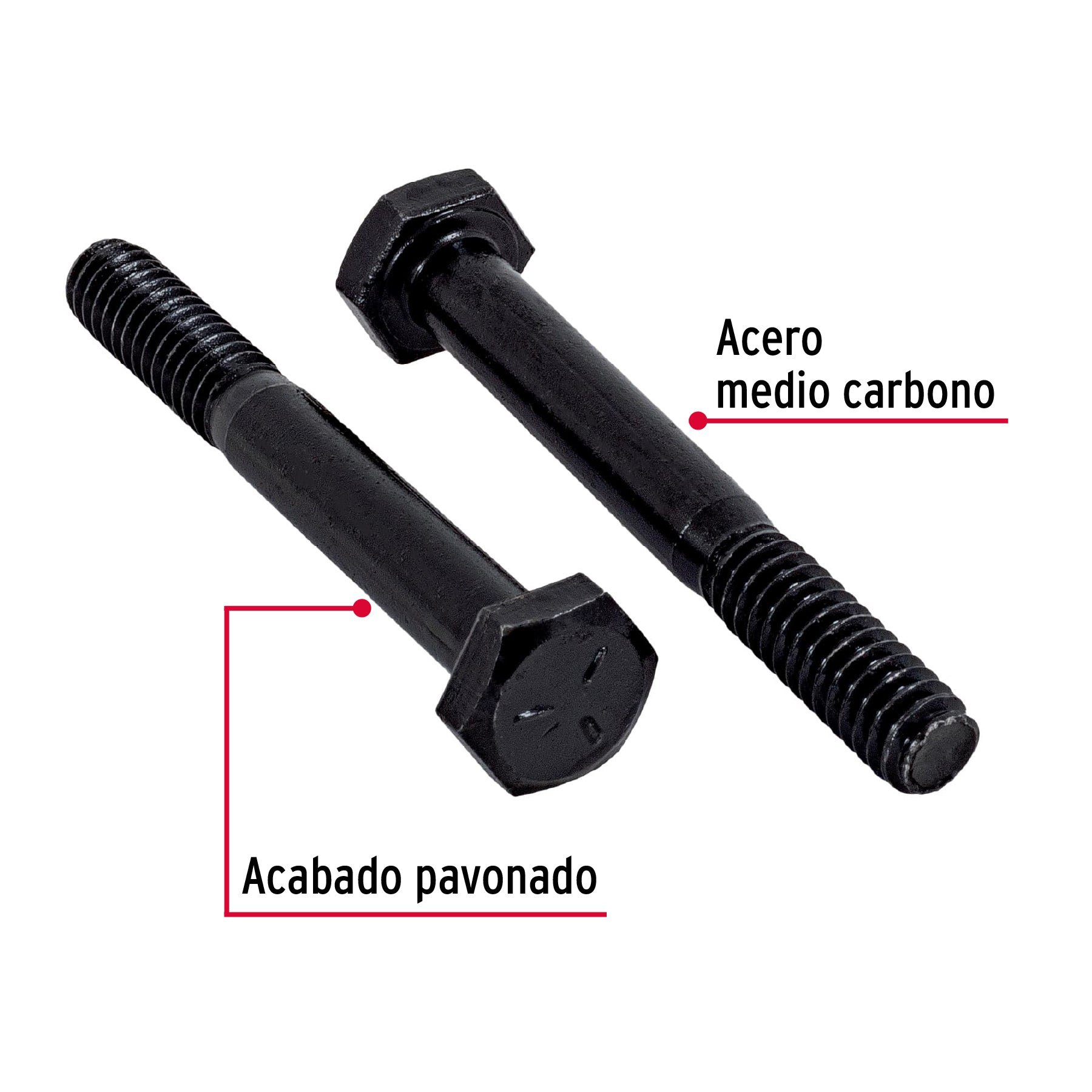 Bolsa con 60 tornillos 1/4" x 2" acero grado 5, FIERO