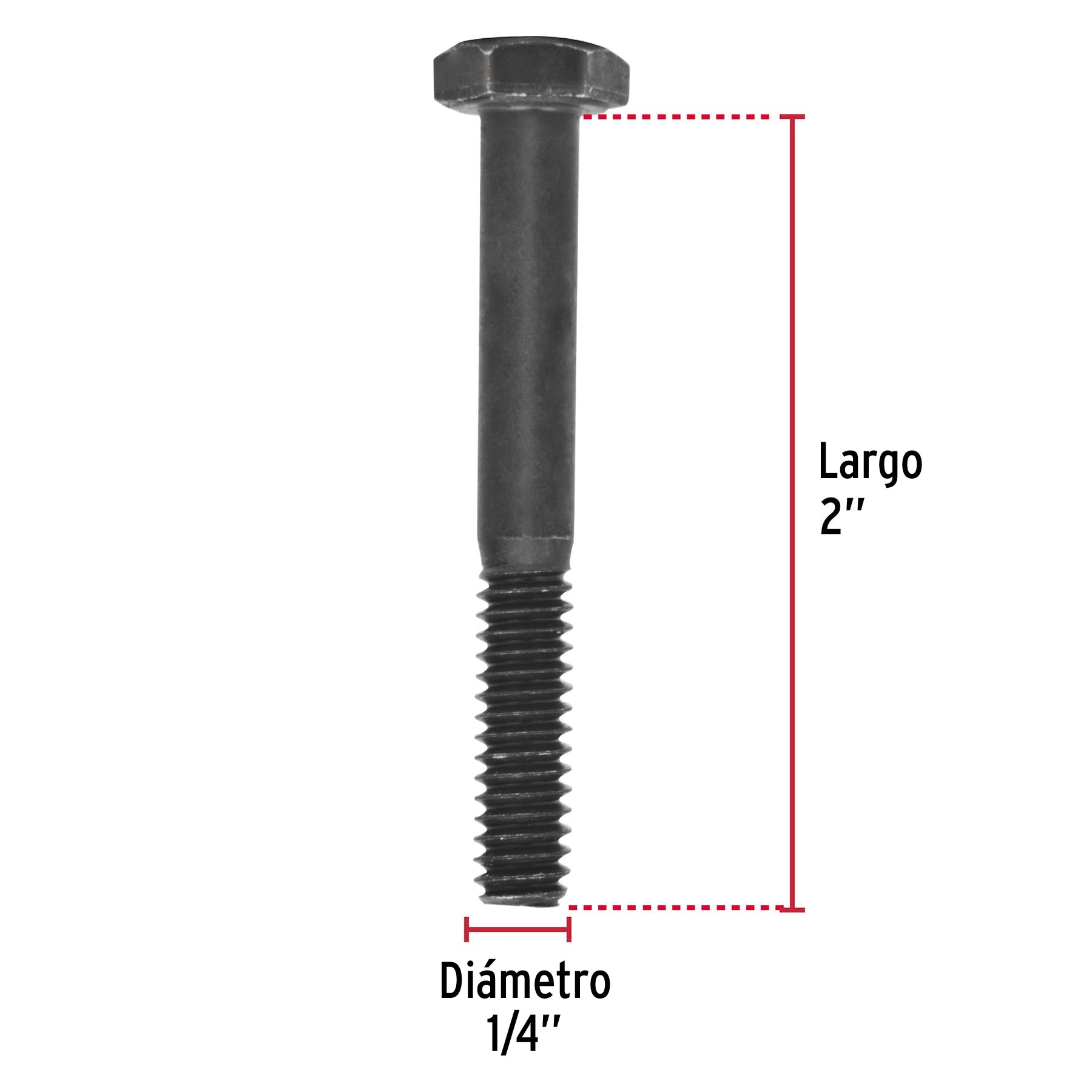 Bolsa con 60 tornillos 1/4" x 2" acero grado 5, FIERO