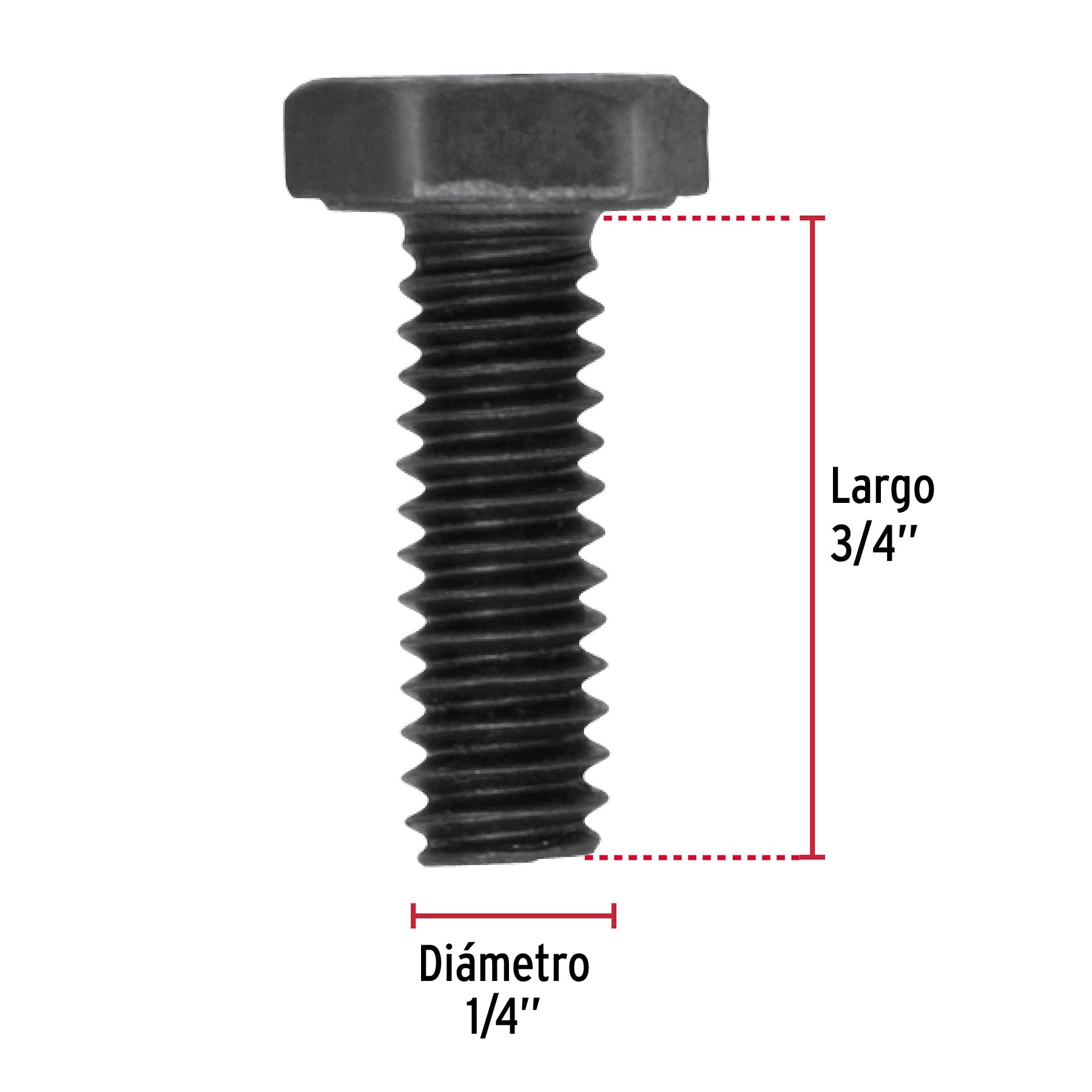 Bolsa con 100 tornillos 1/4" x 3/4" acero grado 5, FIERO