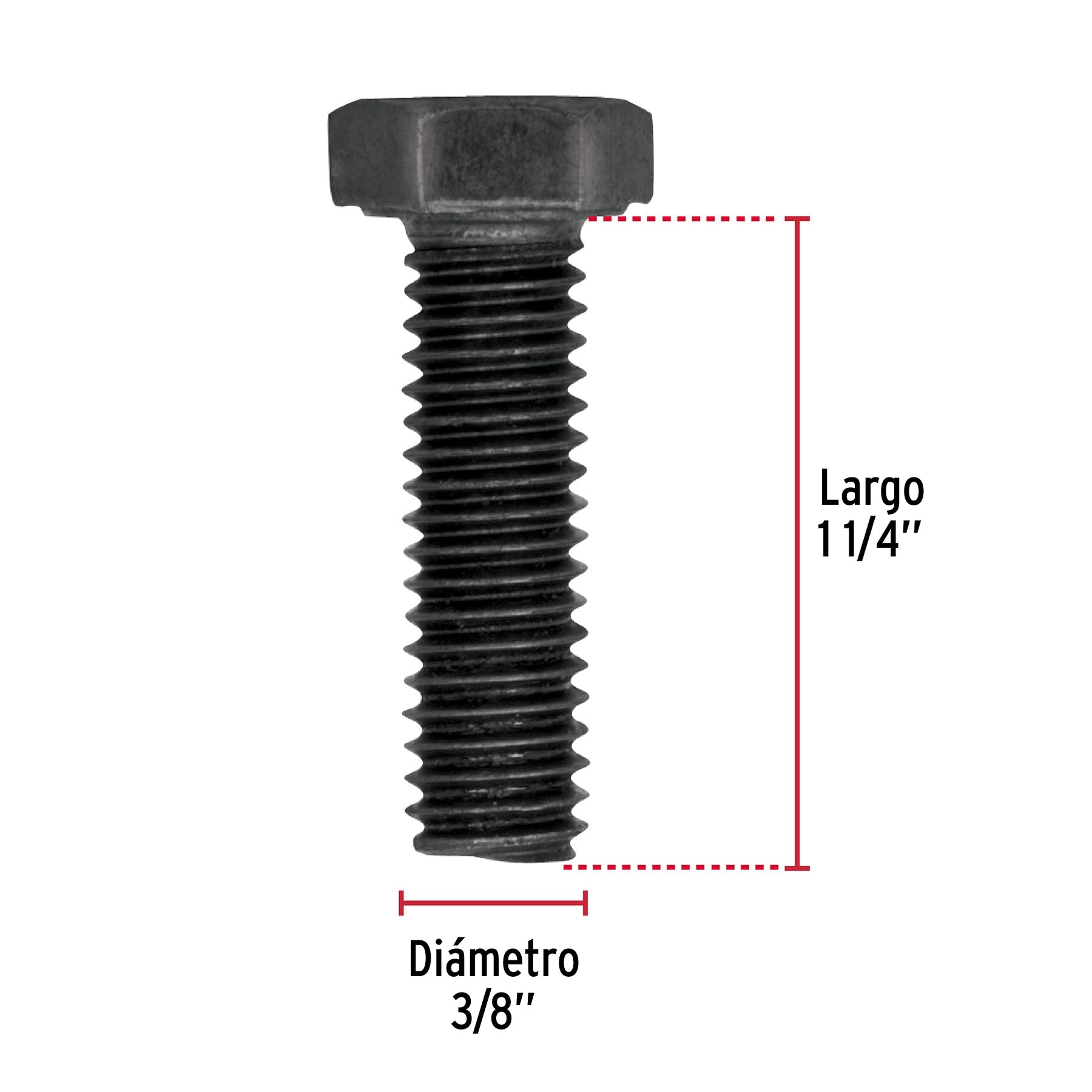 Bolsa con 40 tornillos 3/8" x 1-1/4" acero grado 5, FIERO