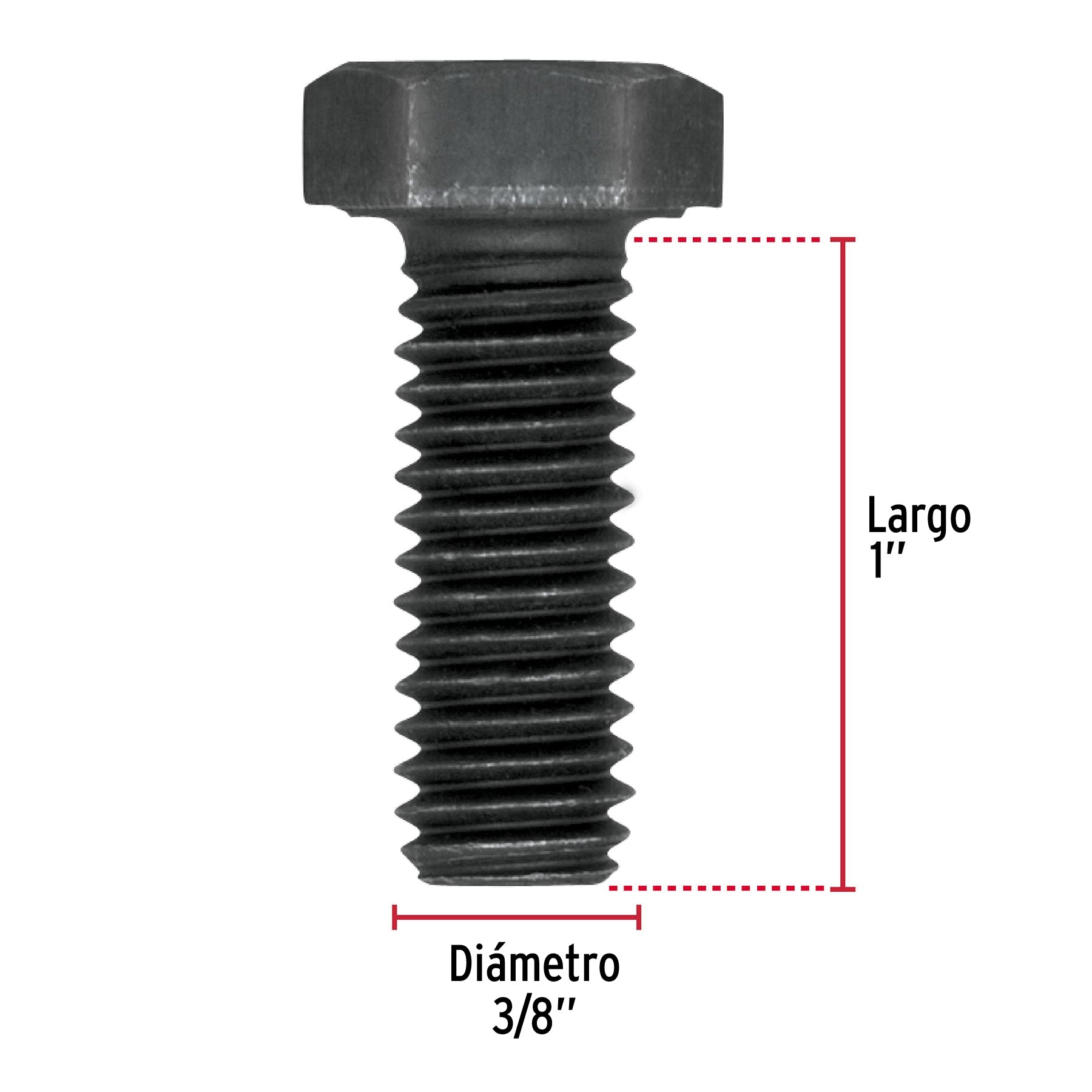 Bolsa con 40 tornillos 3/8" x 1" acero grado 5, FIERO