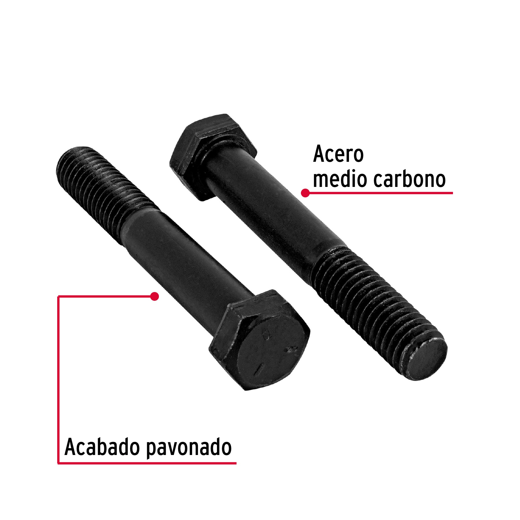 Bolsa con 50 tornillos 3/8" x 2-1/2" acero grado 5, FIERO