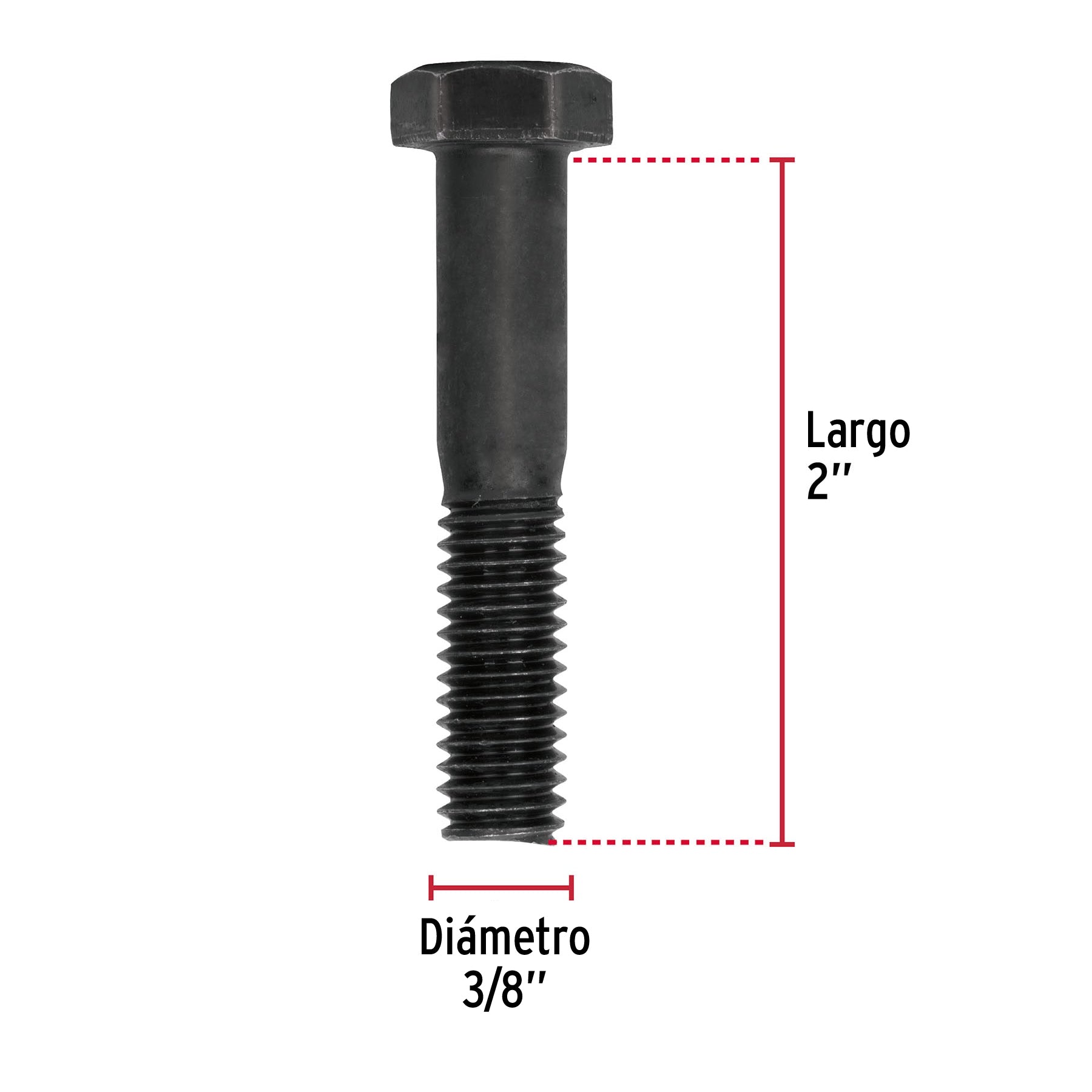 Bolsa con 60 tornillos 3/8" x 2" acero grado 5, FIERO