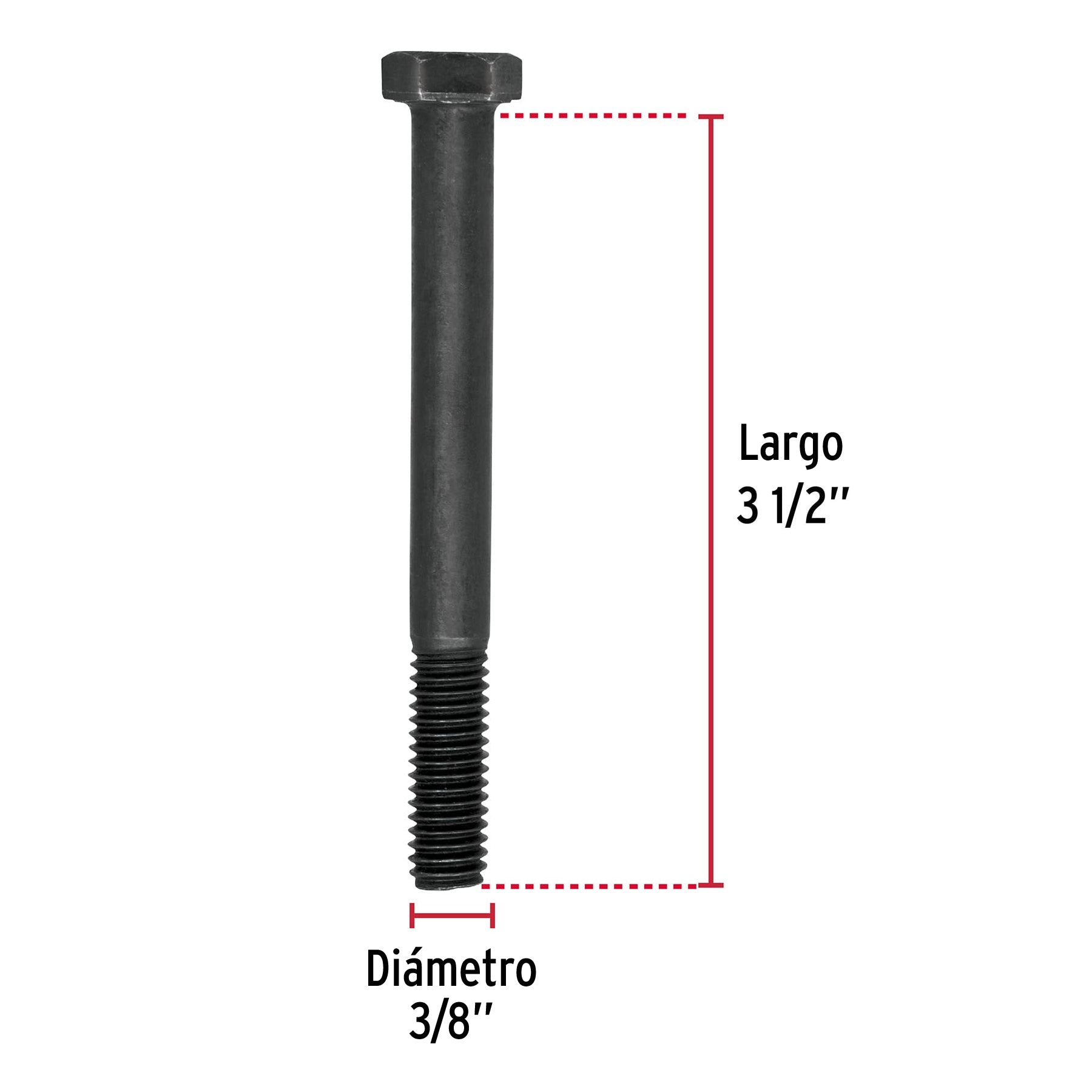 Bolsa con 30 tornillos 3/8" x 3-1/2" acero grado 5, FIERO