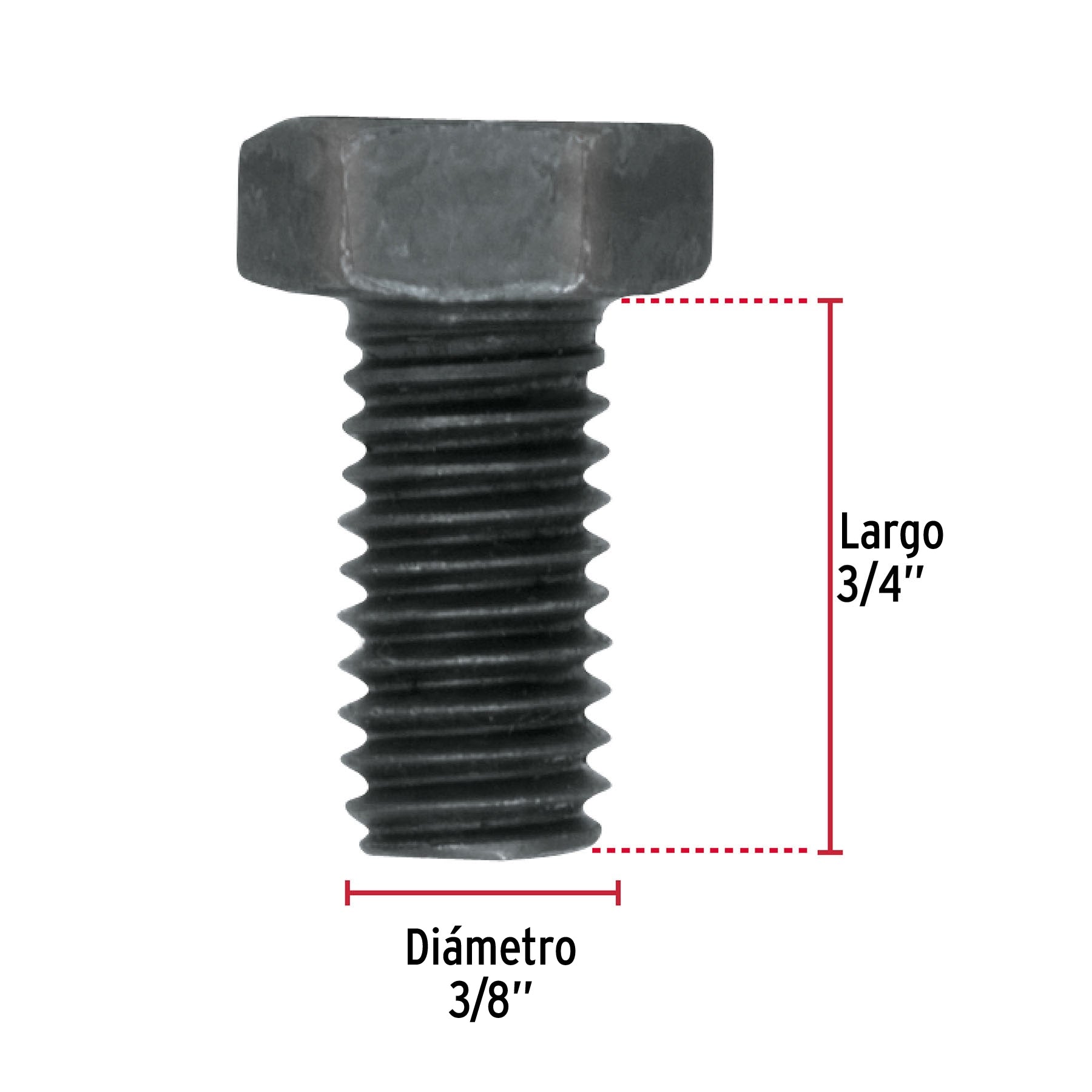 Bolsa con 50 tornillos 3/8" x 3/4" acero grado 5, FIERO