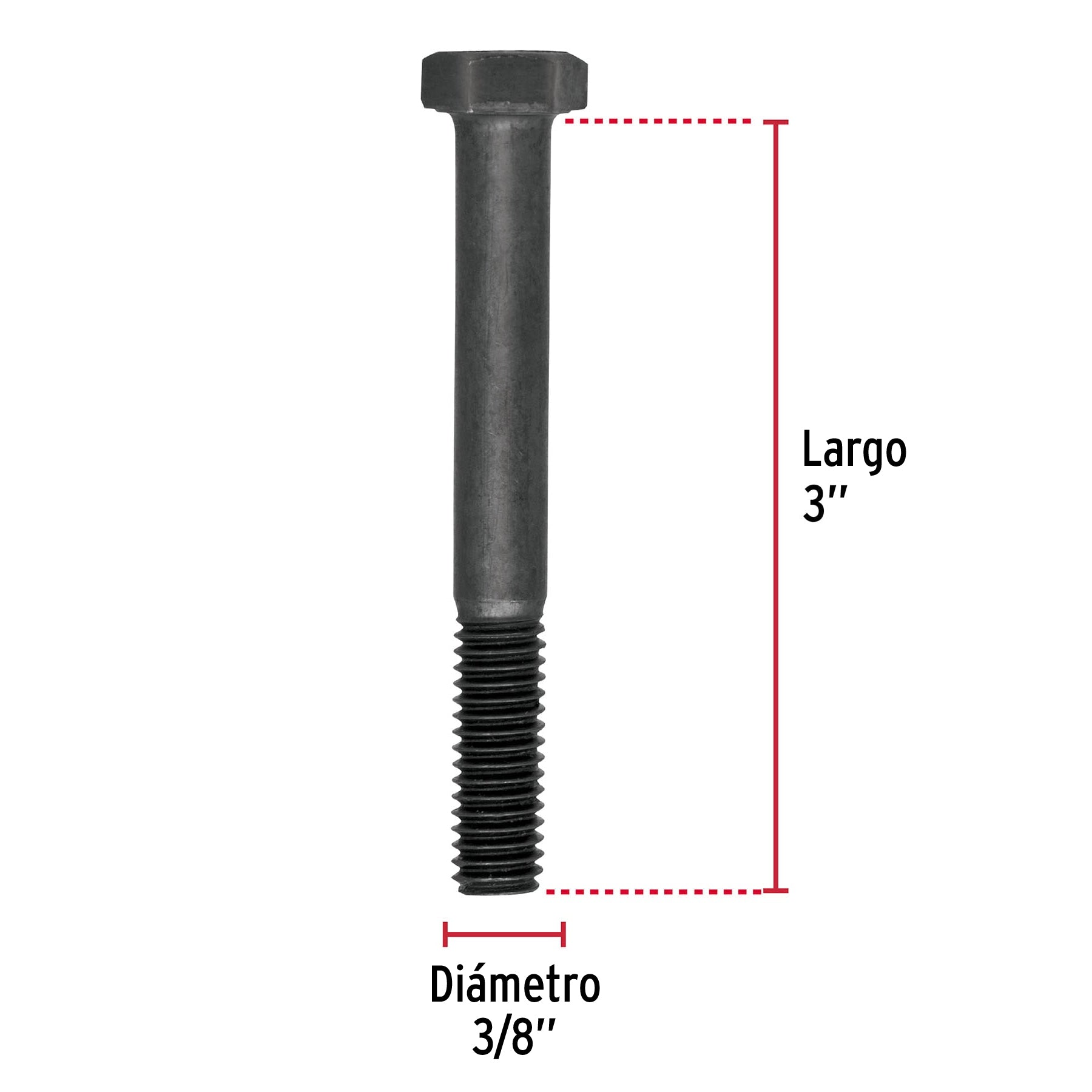 Bolsa con 40 tornillos 3/8" x 3" acero grado 5, FIERO