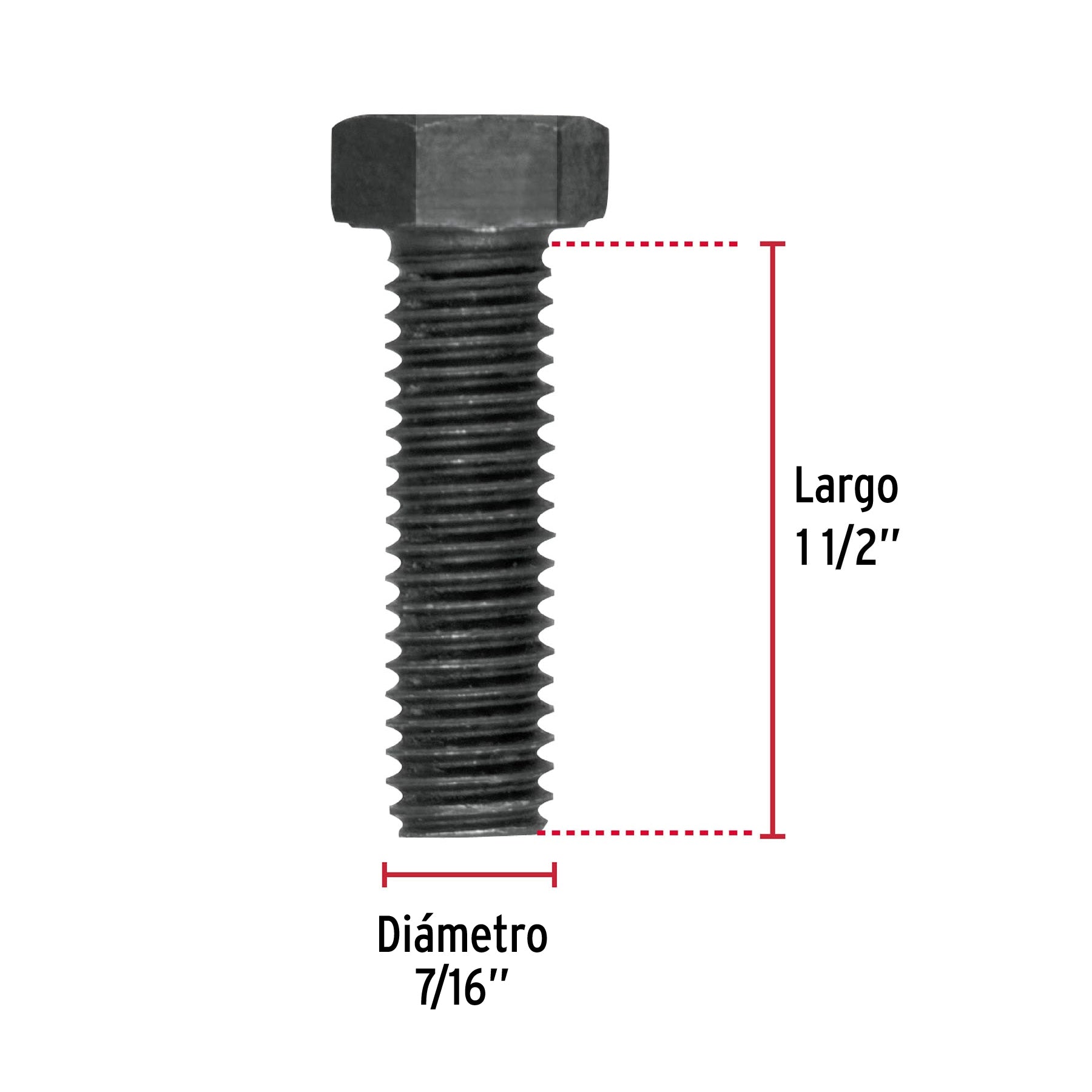 Bolsa con 50 tornillos 7/16" x 1-1/2" acero grado 5, FIERO