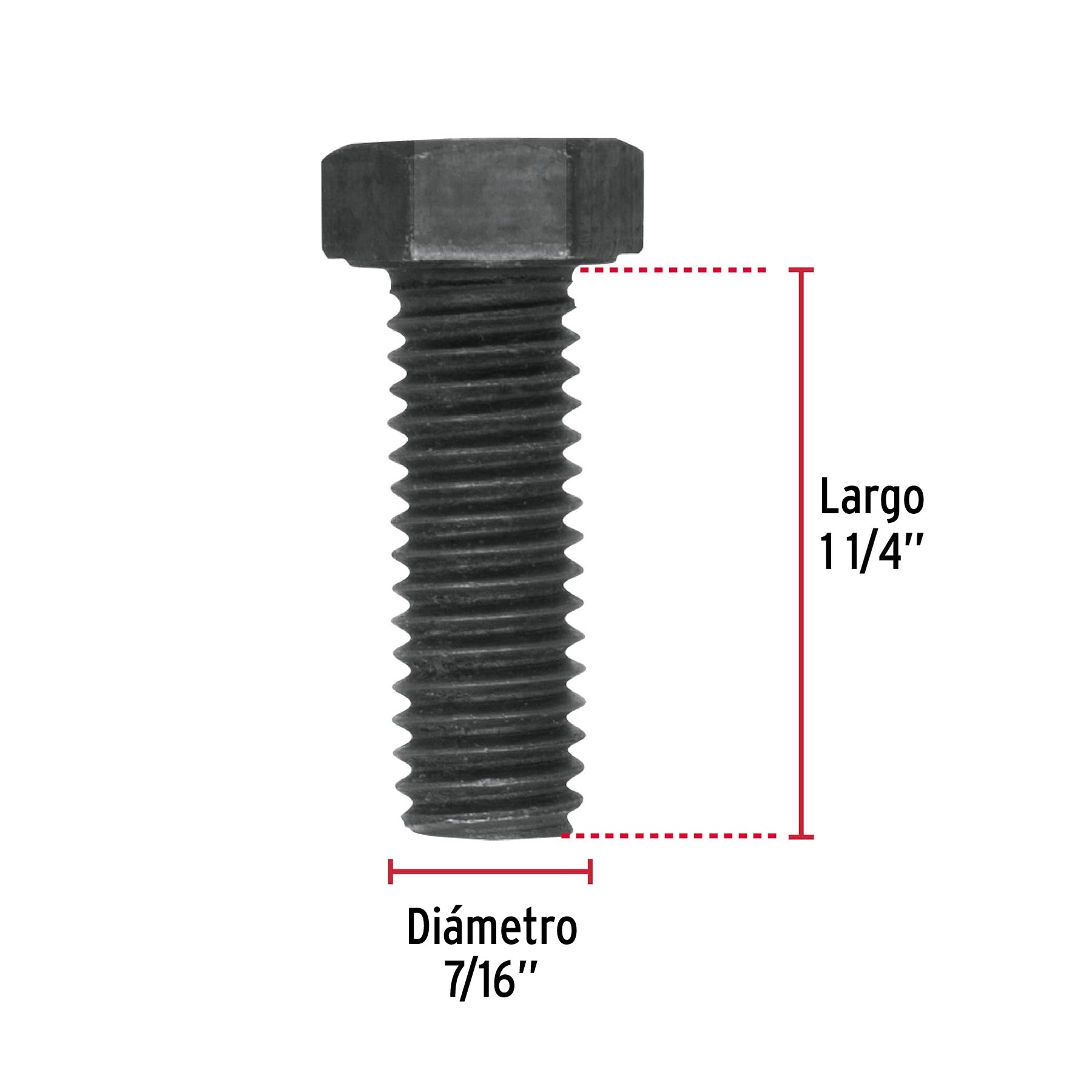 Bolsa con 50 tornillos 7/16" x 1-1/4" acero grado 5, FIERO