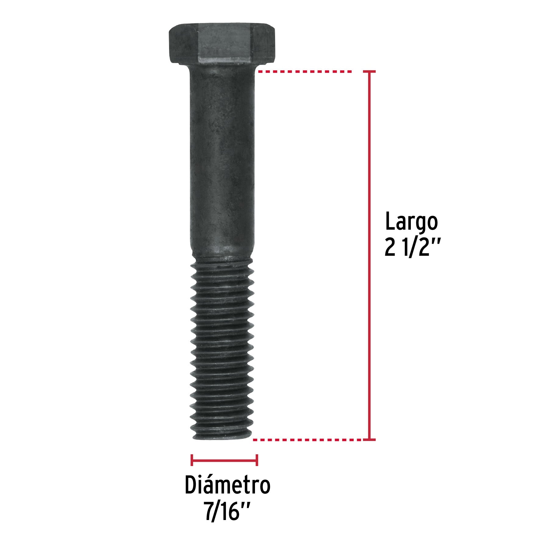 Bolsa con 30 tornillos 7/16" x 2-1/2" acero grado 5, FIERO