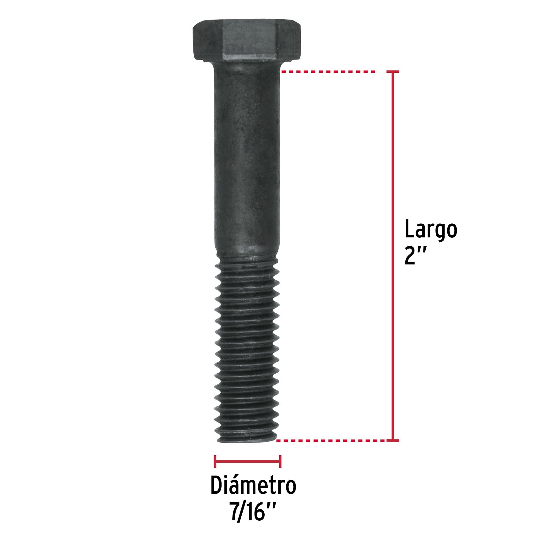 Bolsa con 40 tornillos 7/16" x 2" acero grado 5, FIERO