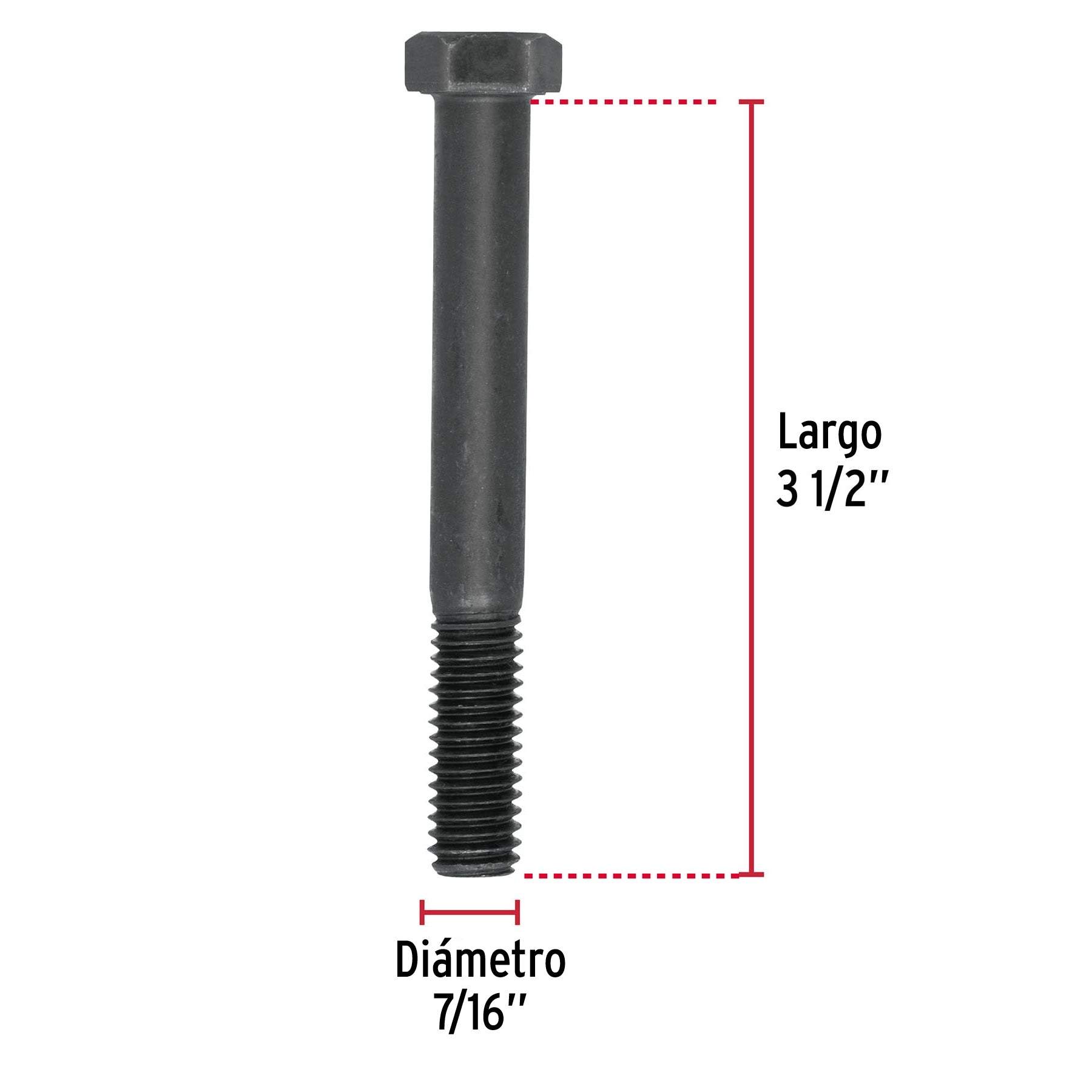 Bolsa con 20 tornillos 7/16" x 3-1/2" acero grado 5, FIERO
