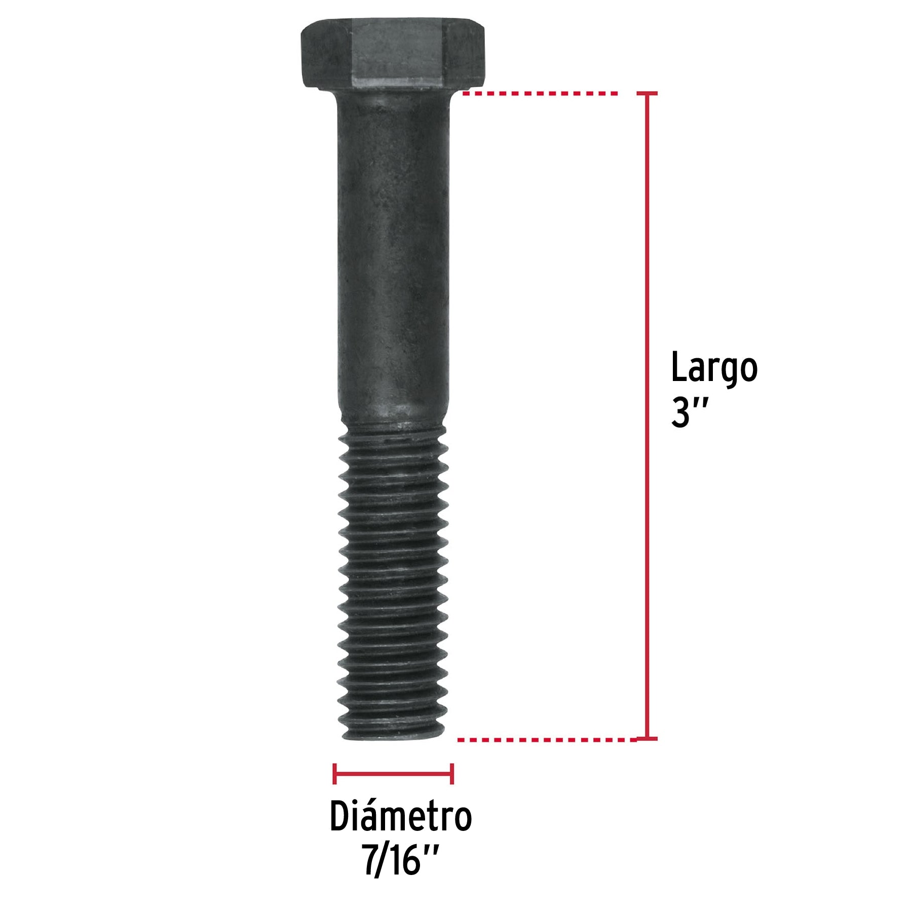 Bolsa con 30 tornillos 7/16" x 3" acero grado 5, FIERO
