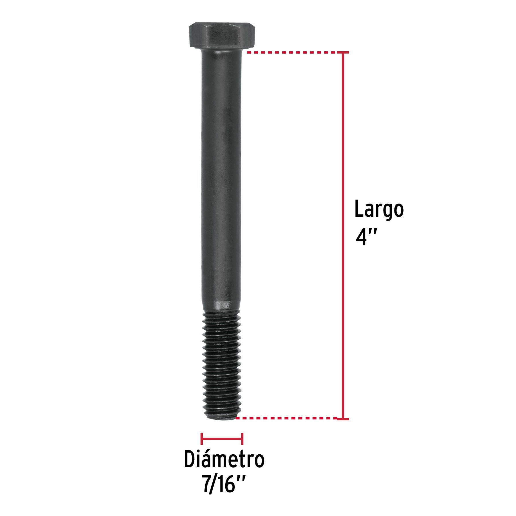 Bolsa con 20 tornillos 7/16" x 4" acero grado 5, FIERO