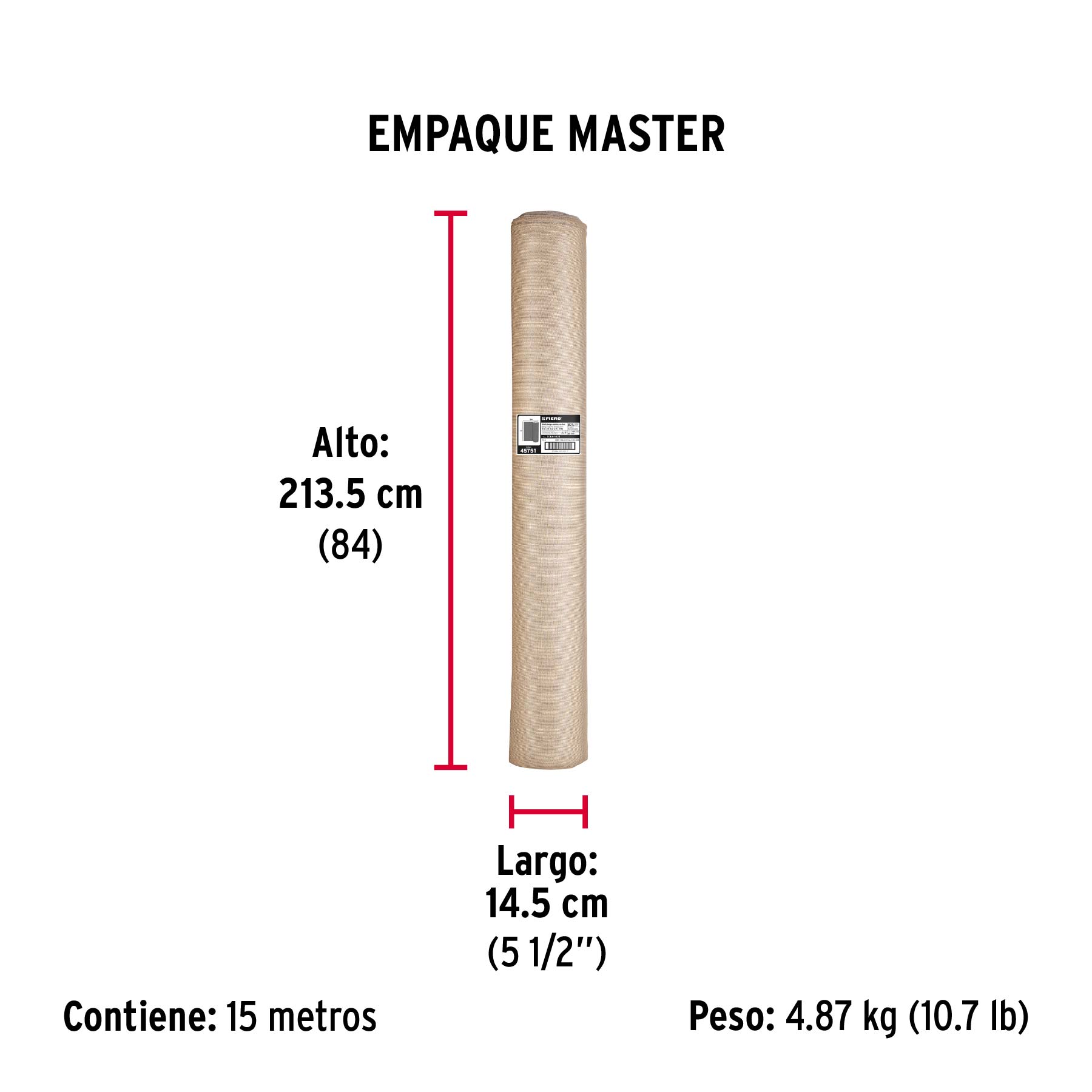 Rollo de malla sombra 80%, raschel beige, 15m x 2m, FIERO - Empaque