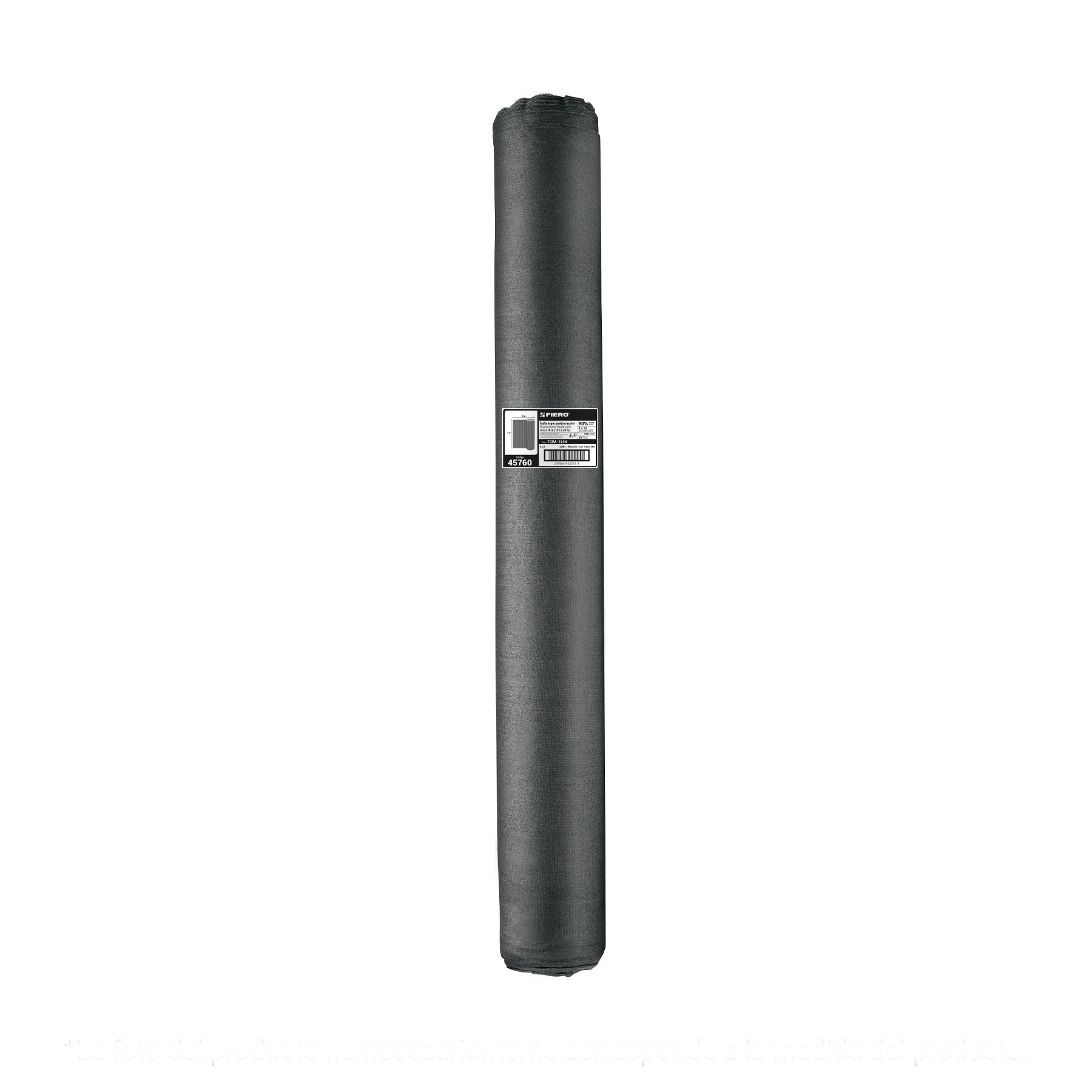 Rollo de malla sombra 90%, raschel negro, 15m x 4m, FIERO