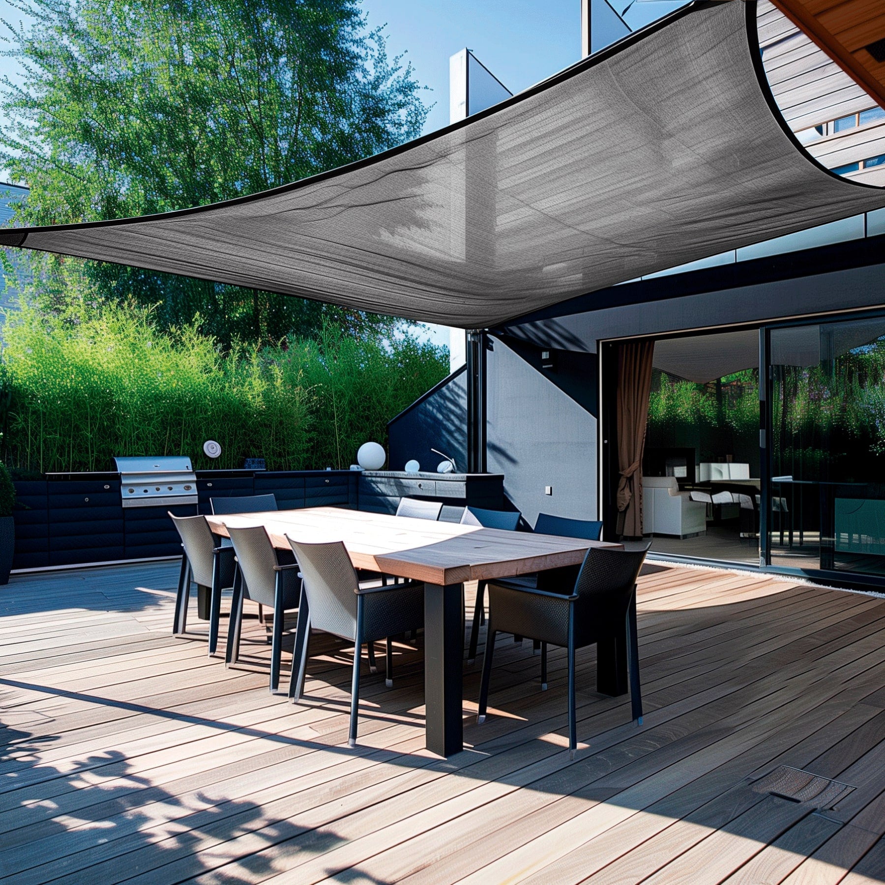 Toldo sombra 90%, raschel negro, 6m x 4m, FIERO