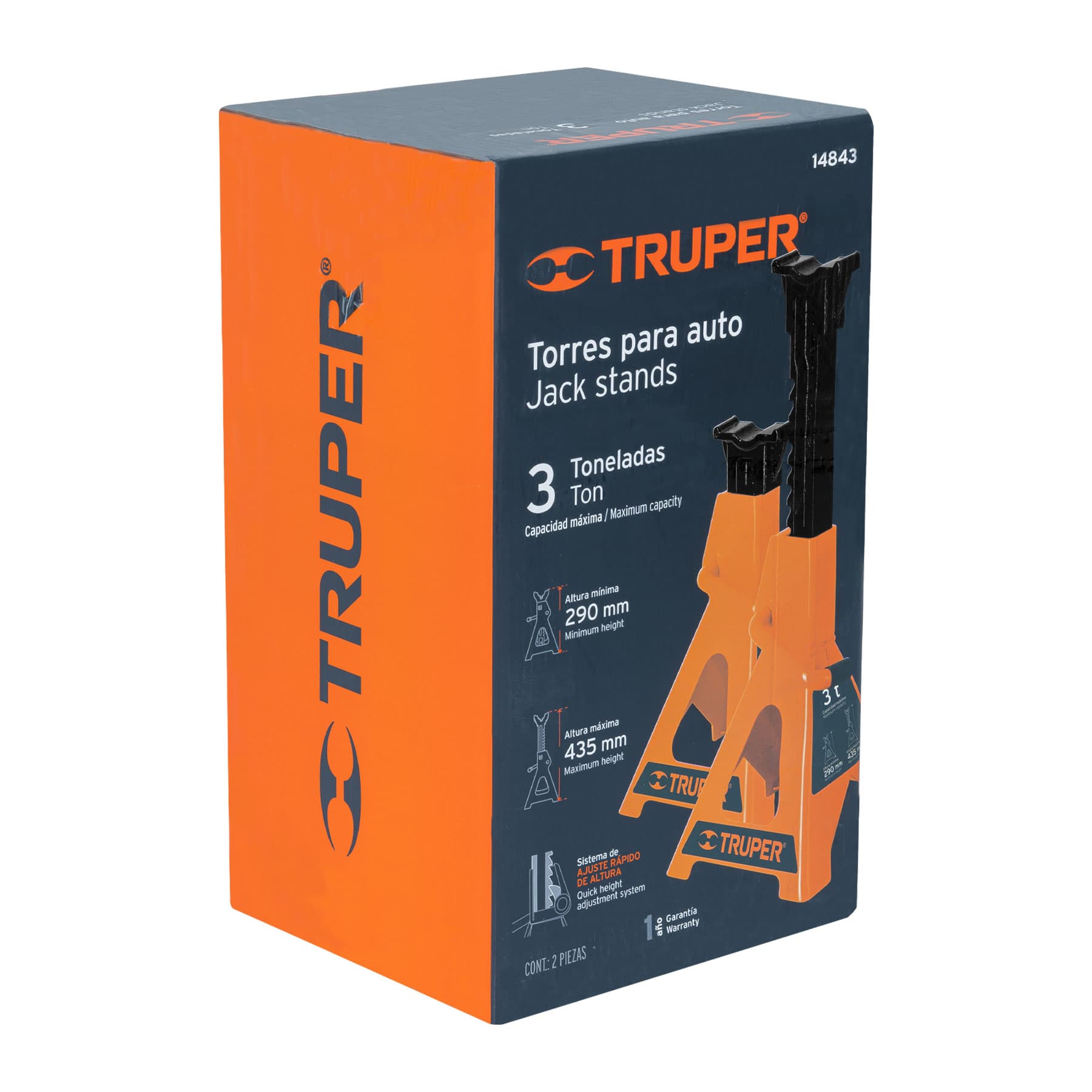 Caja con 2 torres de 3 ton para auto, TRUPER