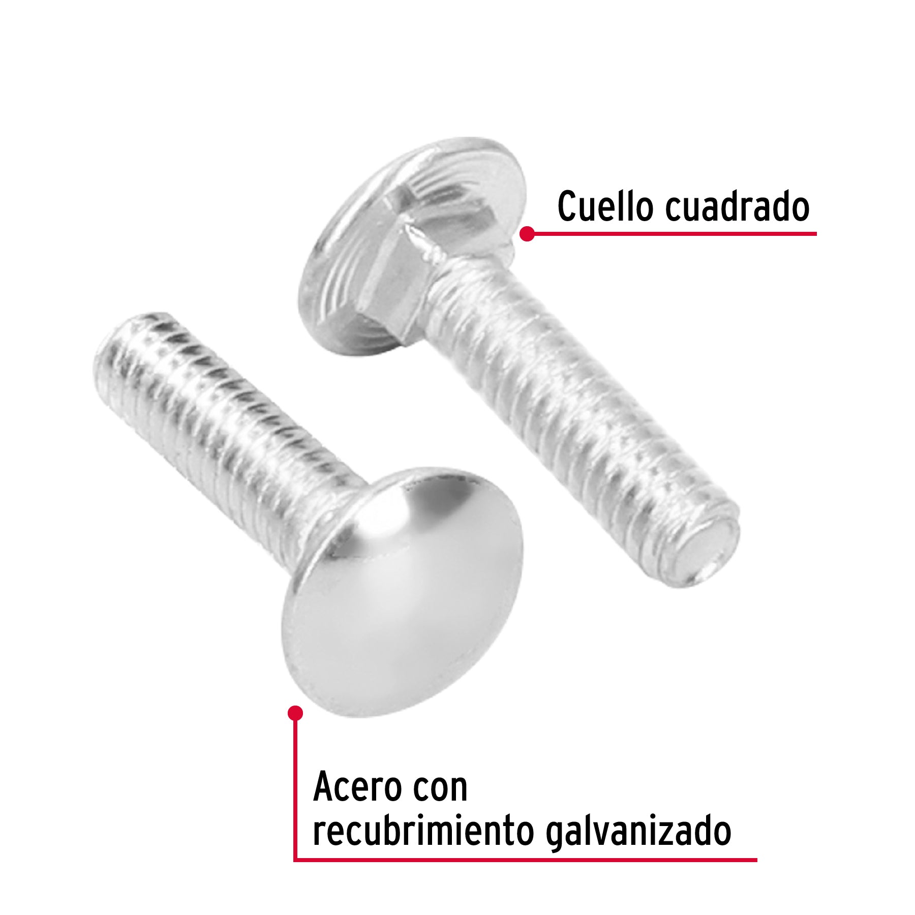 Bolsa con 100 tornillos 1/4" x 1" tipo coche, FIERO