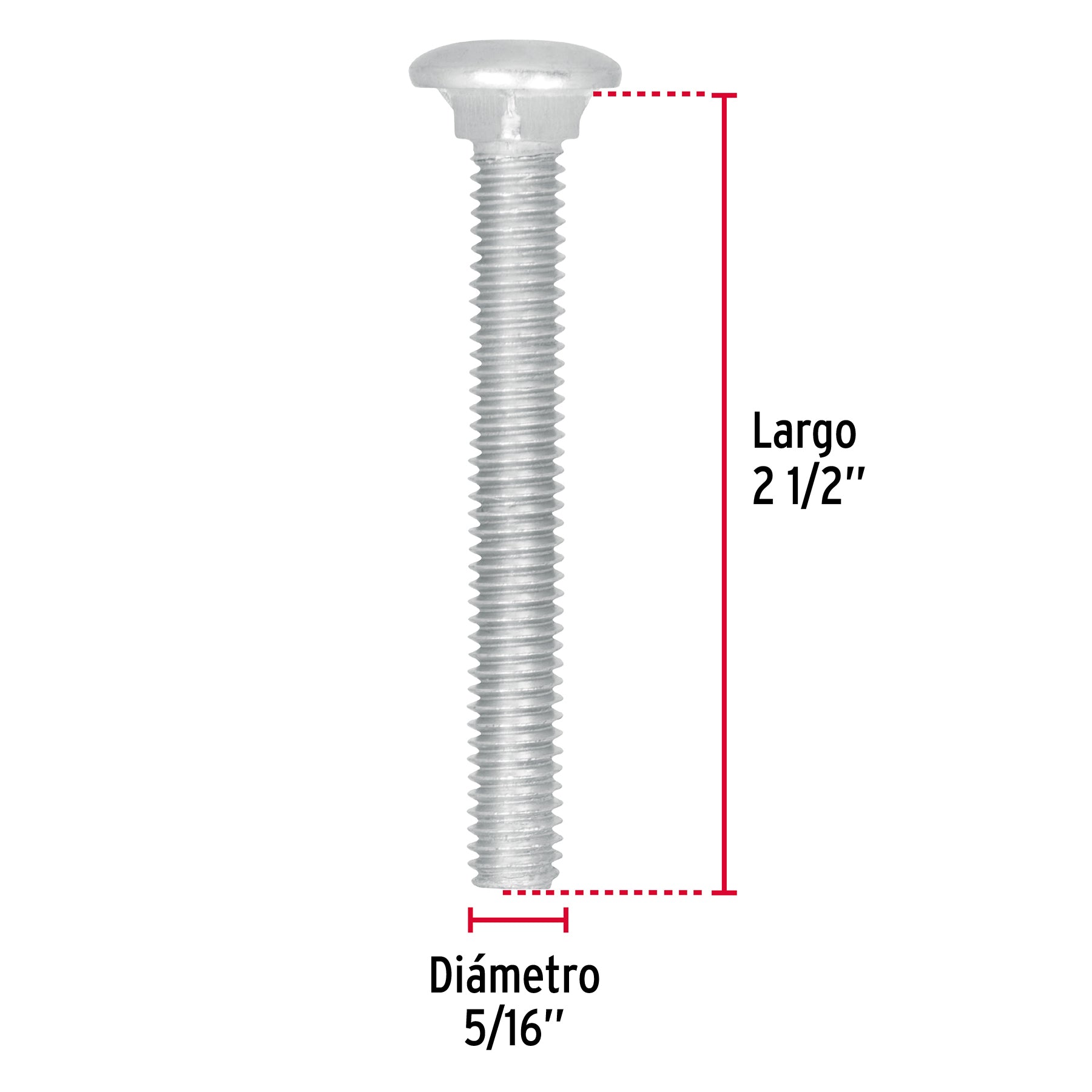 Bolsa con 60 tornillos 5/16" x 2-1/2" tipo coche, FIERO