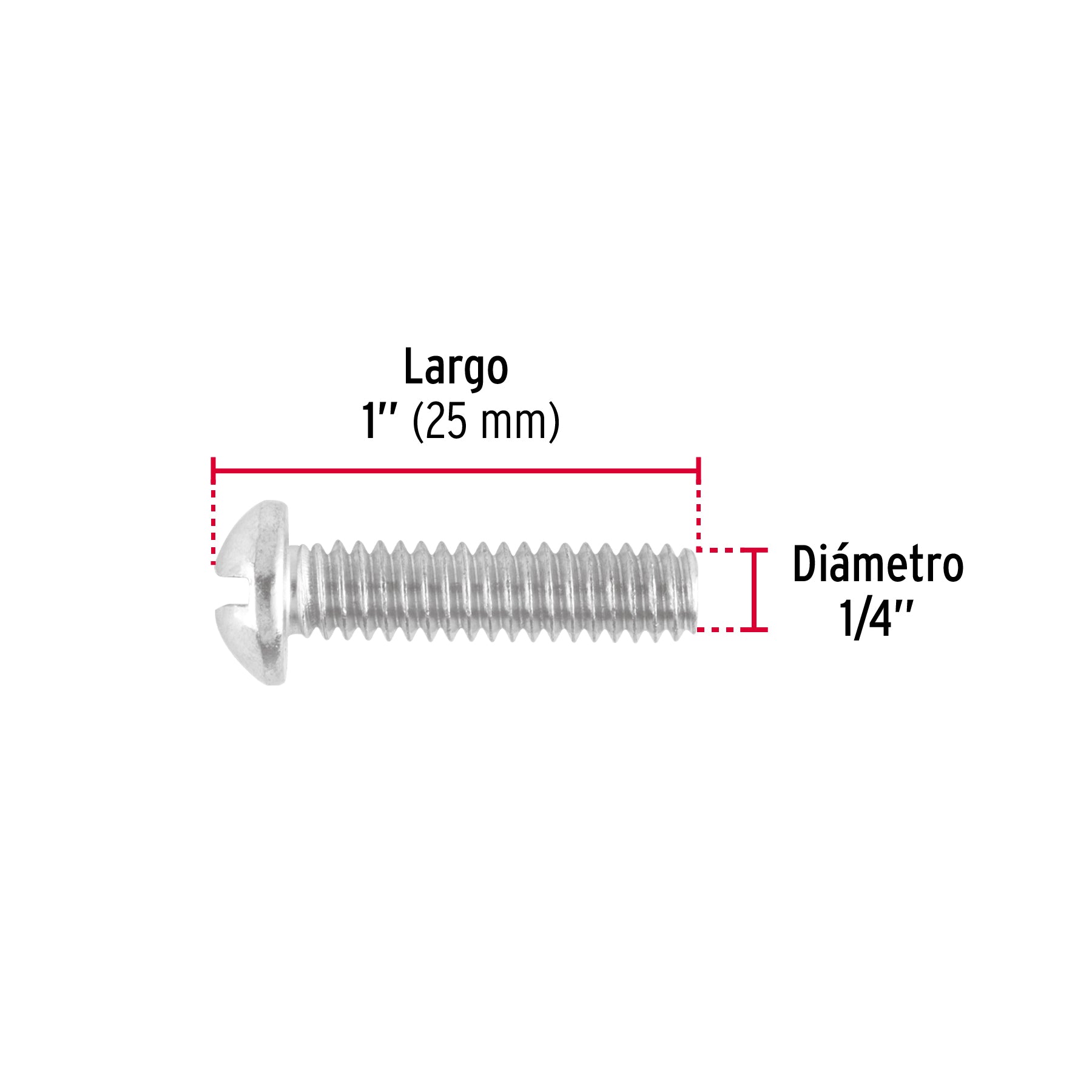 Bolsa con 100 tornillos 1/4" x 1" tipo estufa, FIERO