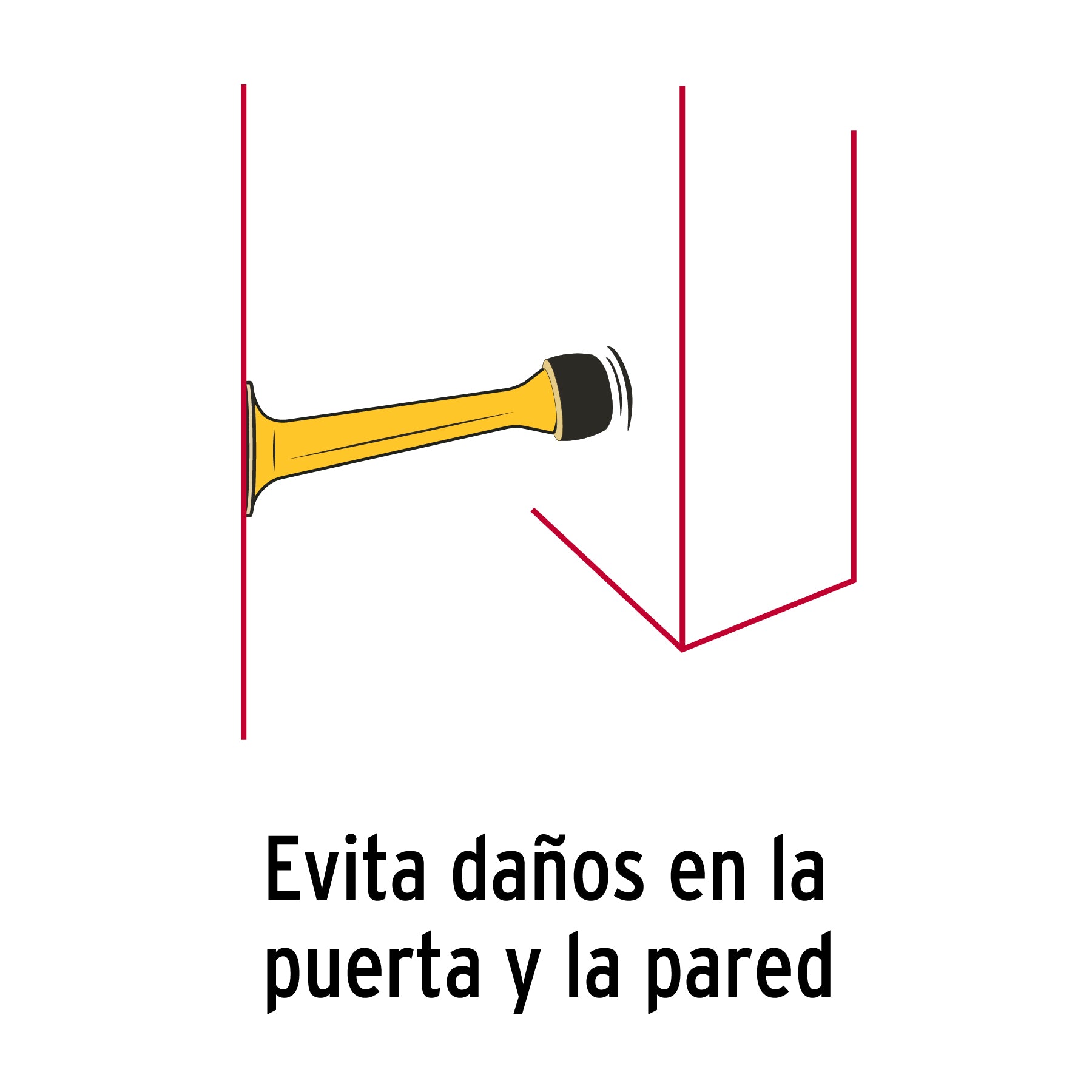 Tope recto para puerta, acabado latón brillante, HERMEX