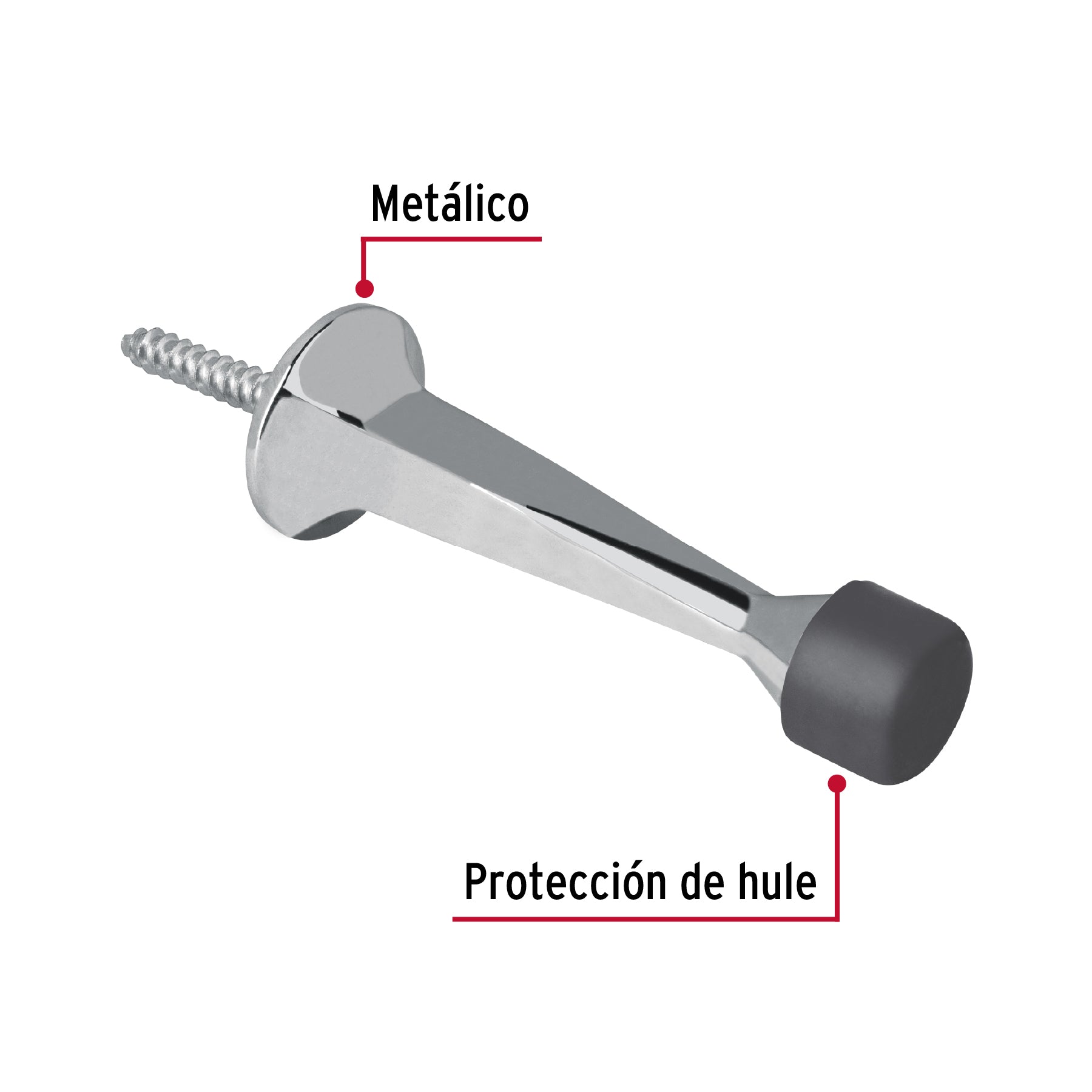 Tope recto para puerta, acabado cromo, HERMEX