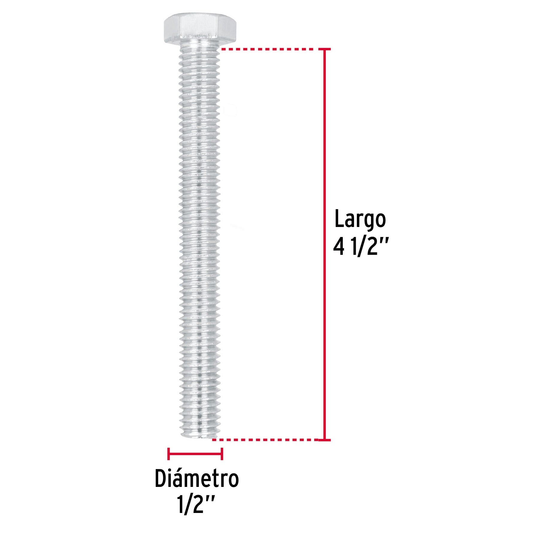 Bolsa con 10 tornillos 1/2" x 4-1/2" tipo máquina, FIERO
