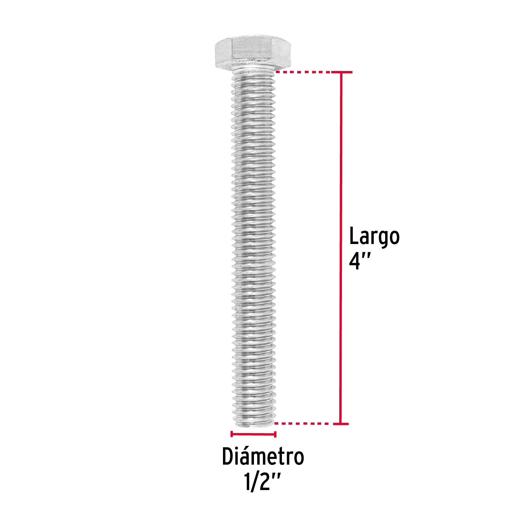 Bolsa con 15 tornillos 1/2" x 4" tipo máquina, FIERO