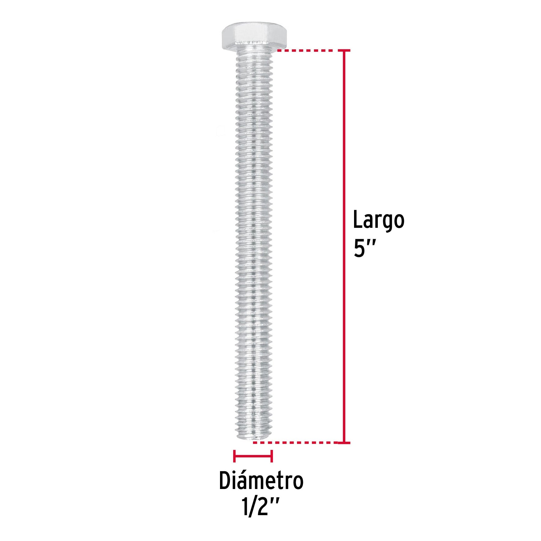 Bolsa con 10 tornillos 1/2" x 5" tipo máquina, FIERO