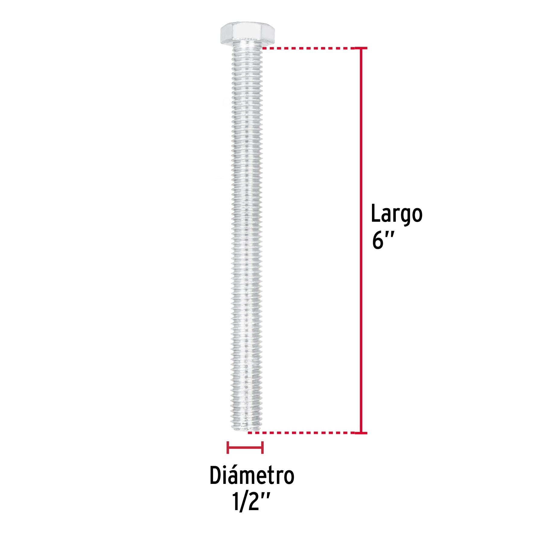 Bolsa con 8 tornillos 1/2" x 6" tipo máquina, FIERO