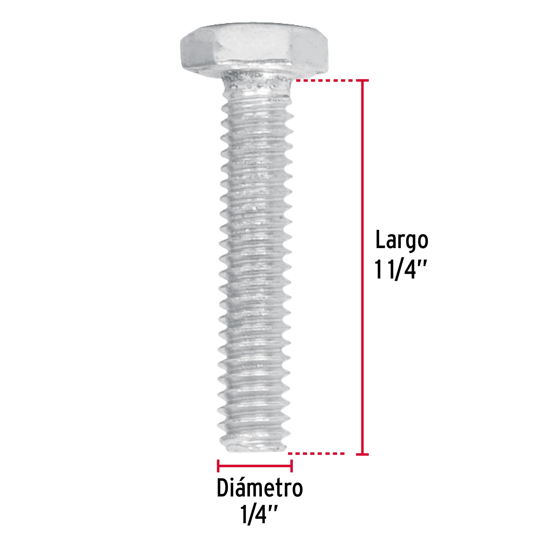 Bolsa con 100 tornillos 1/4" x 1-1/4" tipo máquina, FIERO