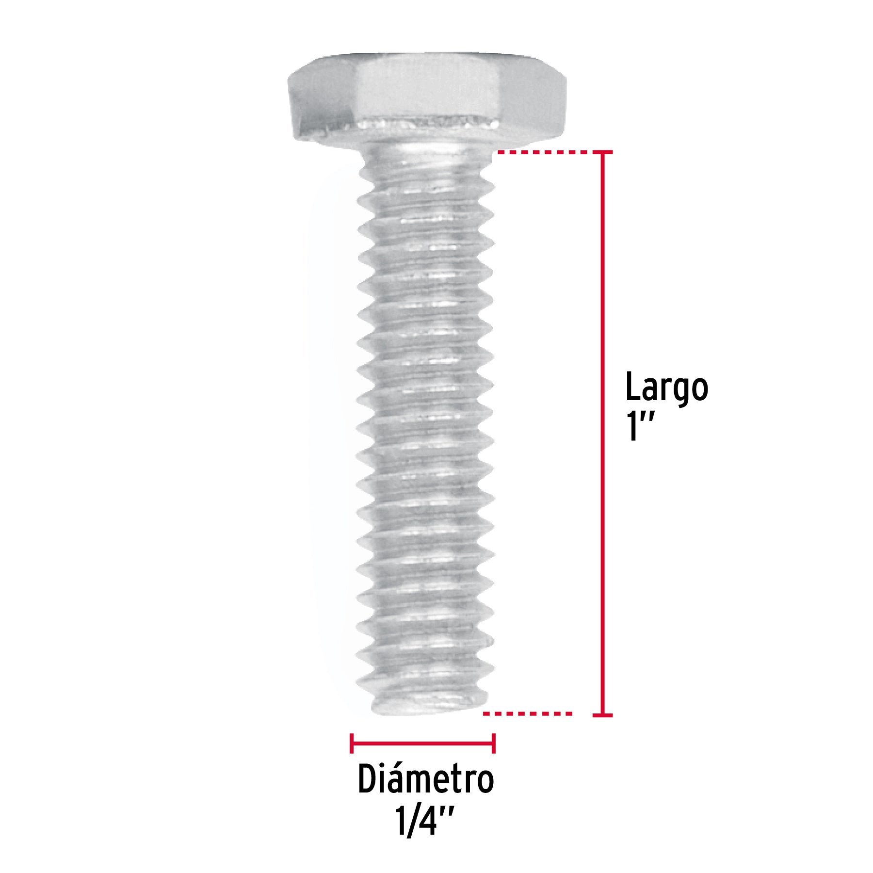 Bolsa con 100 tornillos 1/4" x 1" tipo máquina, FIERO