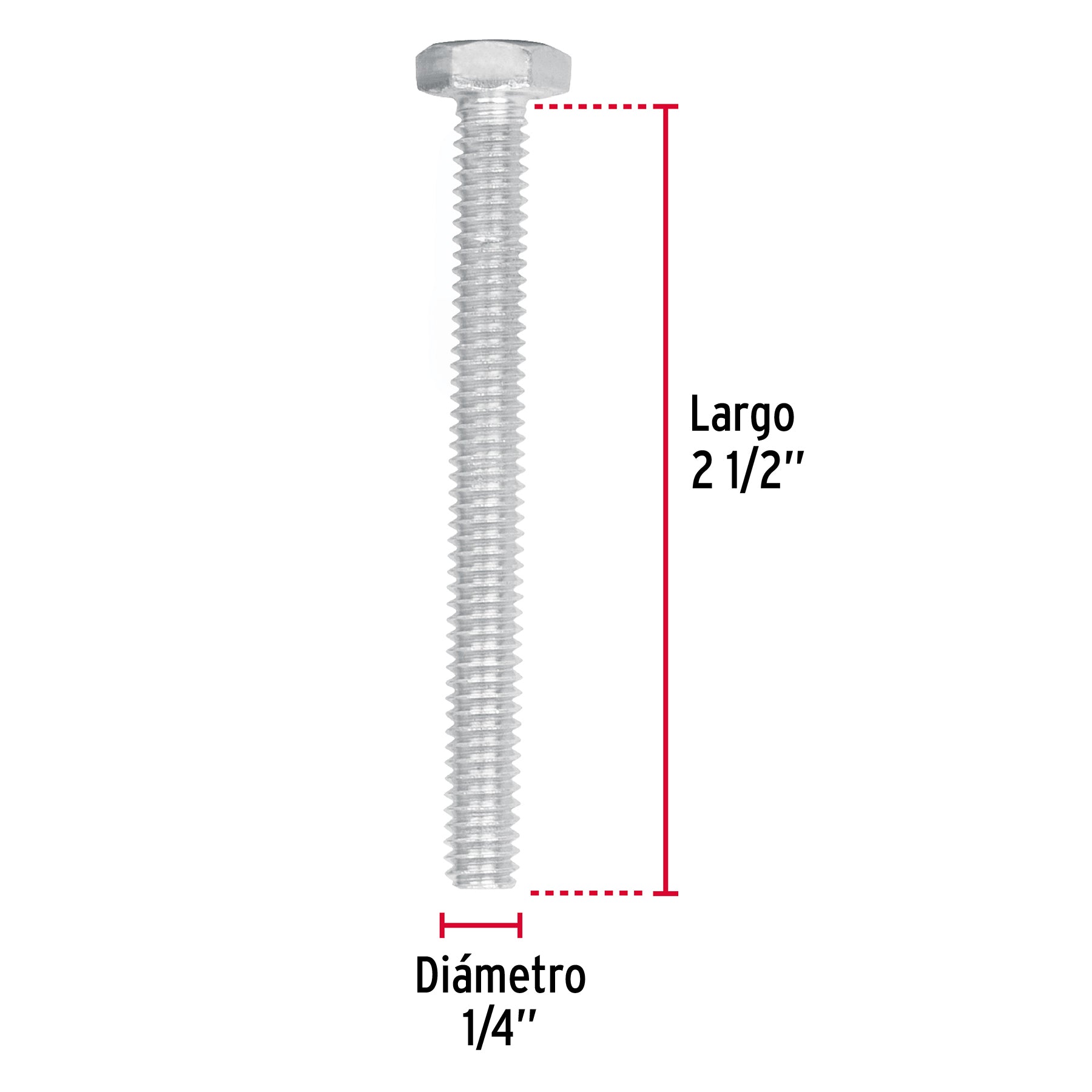 Bolsa con 50 tornillos 1/4" x 2-1/2" tipo máquina, FIERO