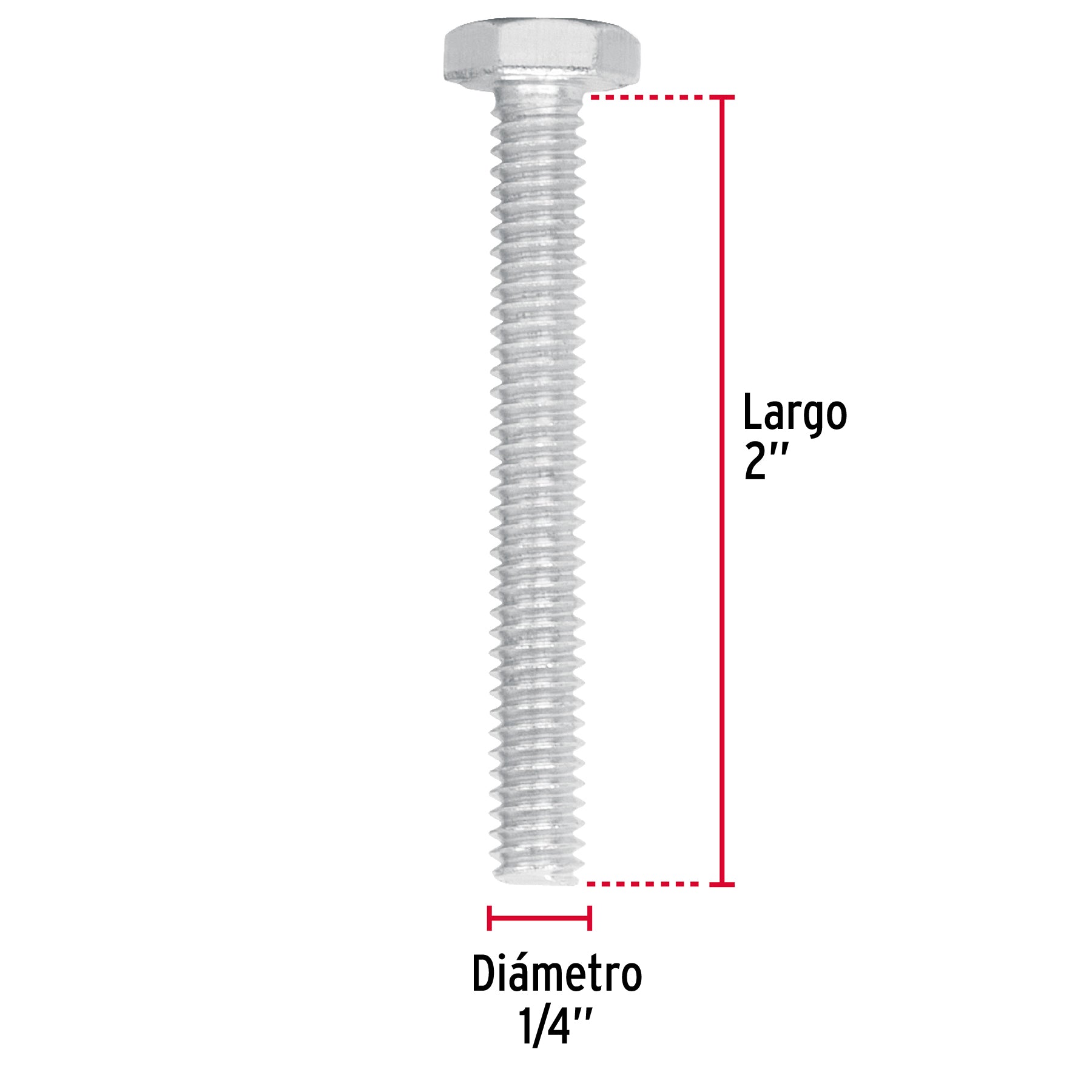 Bolsa con 60 tornillos 1/4" x 2" tipo máquina, FIERO
