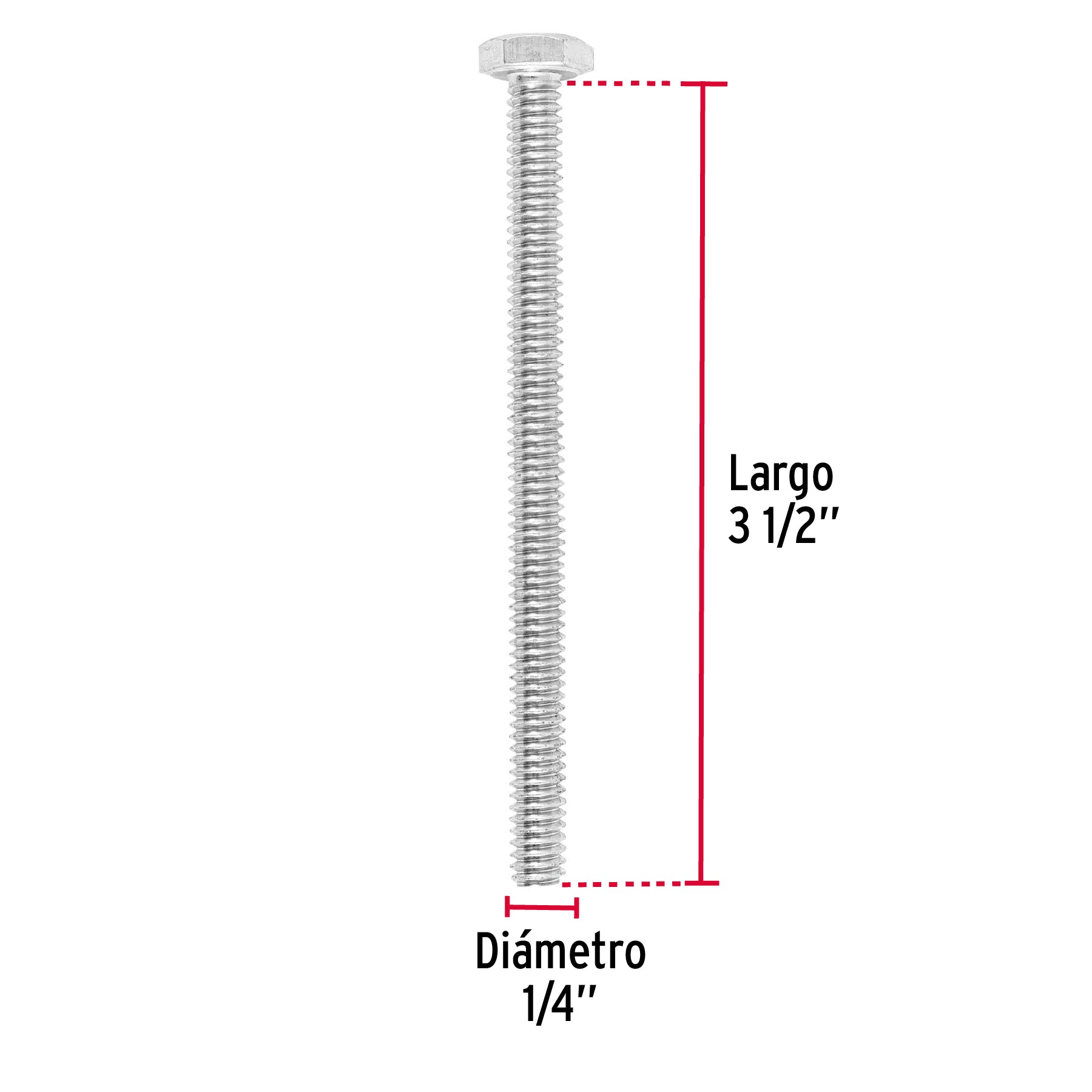 Bolsa con 30 tornillos 1/4" x 3-1/2" tipo máquina, FIERO