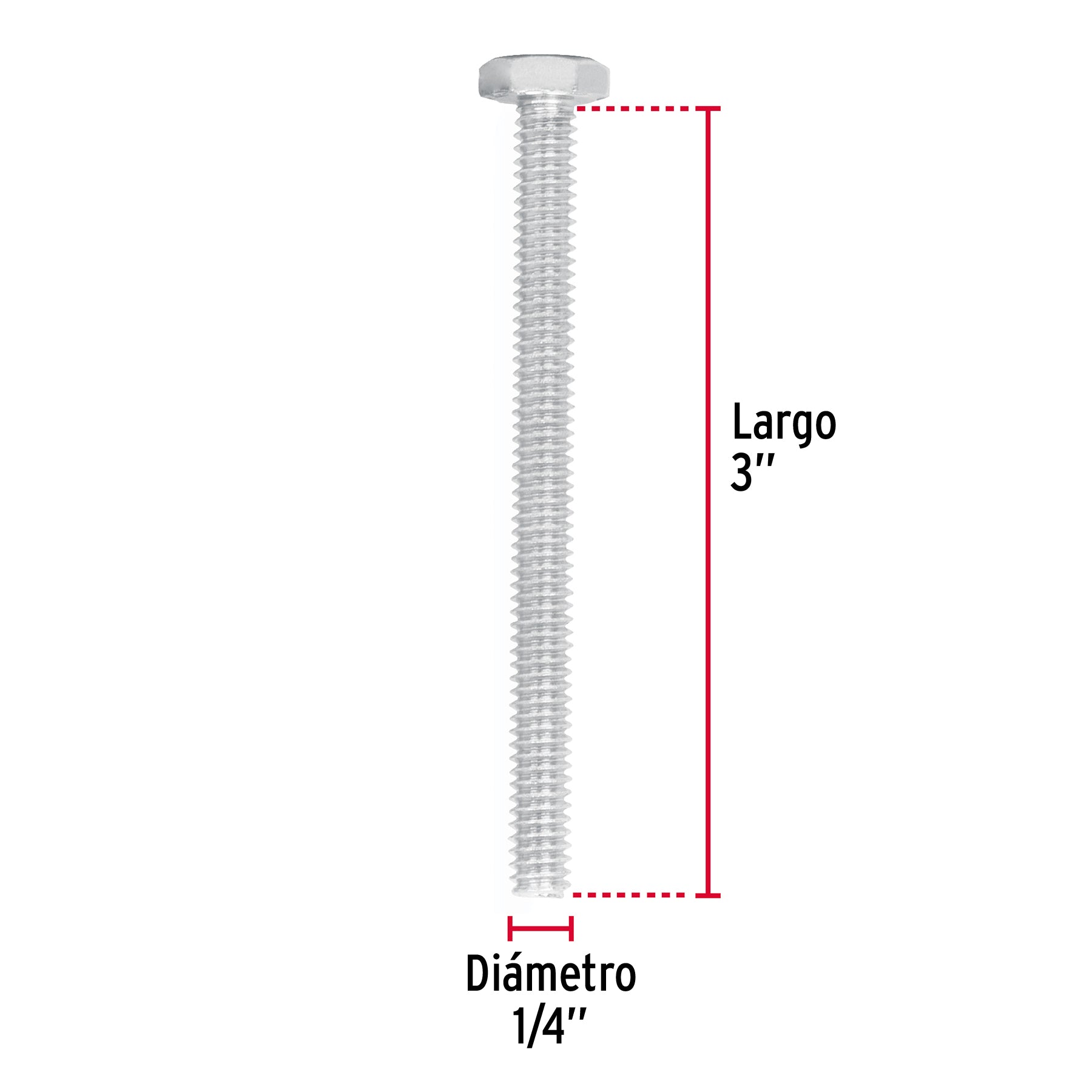 Bolsa con 50 tornillos 1/4" x 3" tipo máquina, FIERO