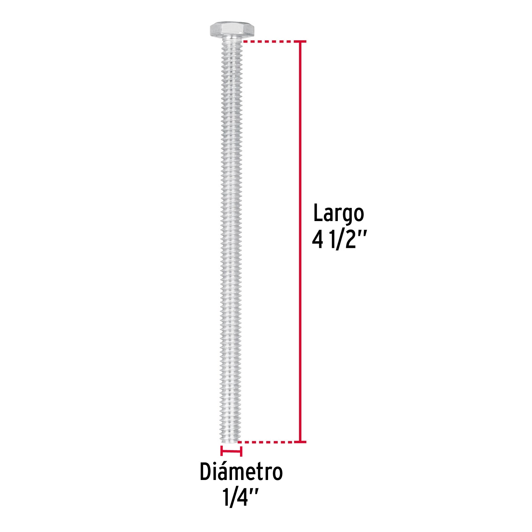 Bolsa con 25 tornillos 1/4" x 4-1/2" tipo máquina, FIERO