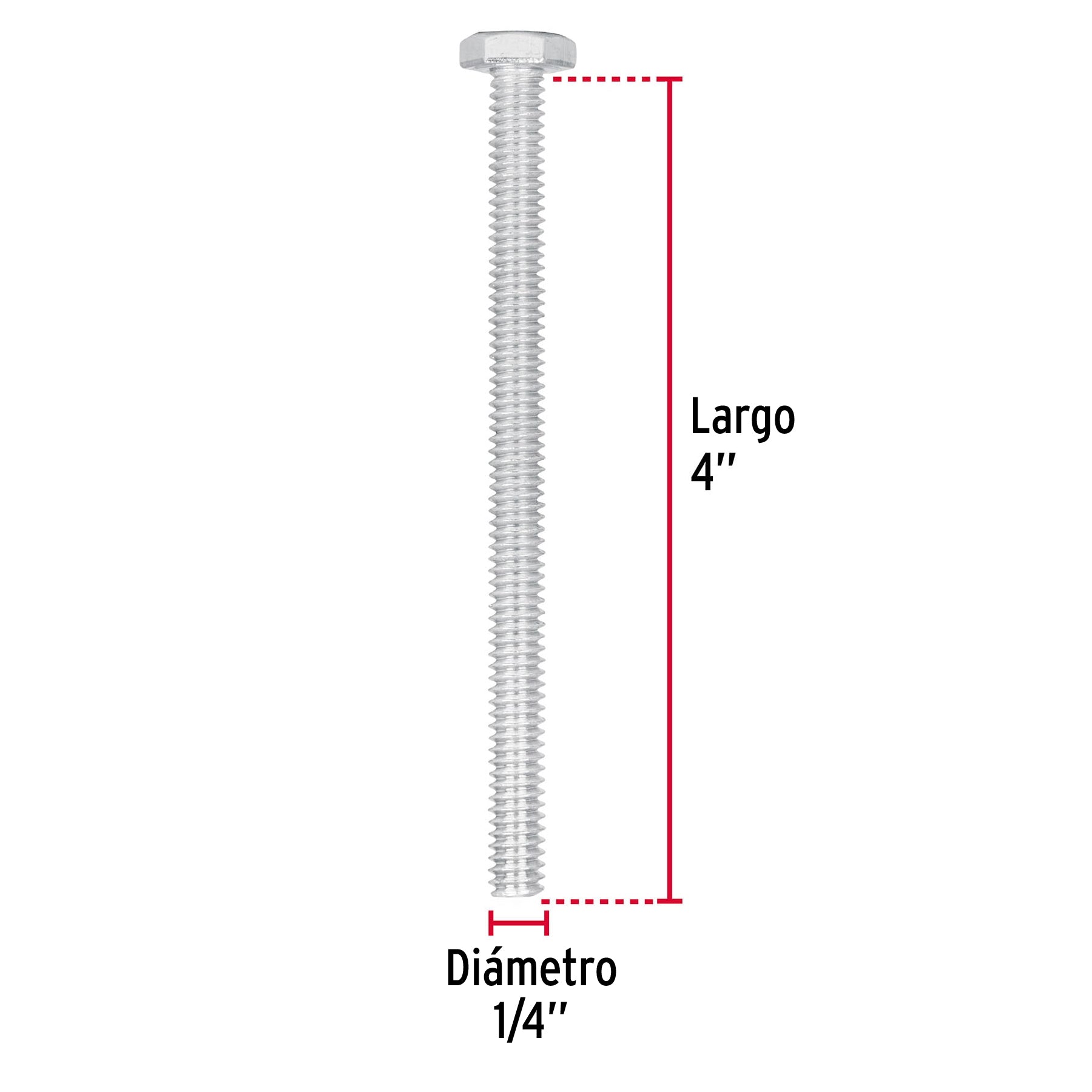 Bolsa con 30 tornillos 1/4" x 4" tipo máquina, FIERO