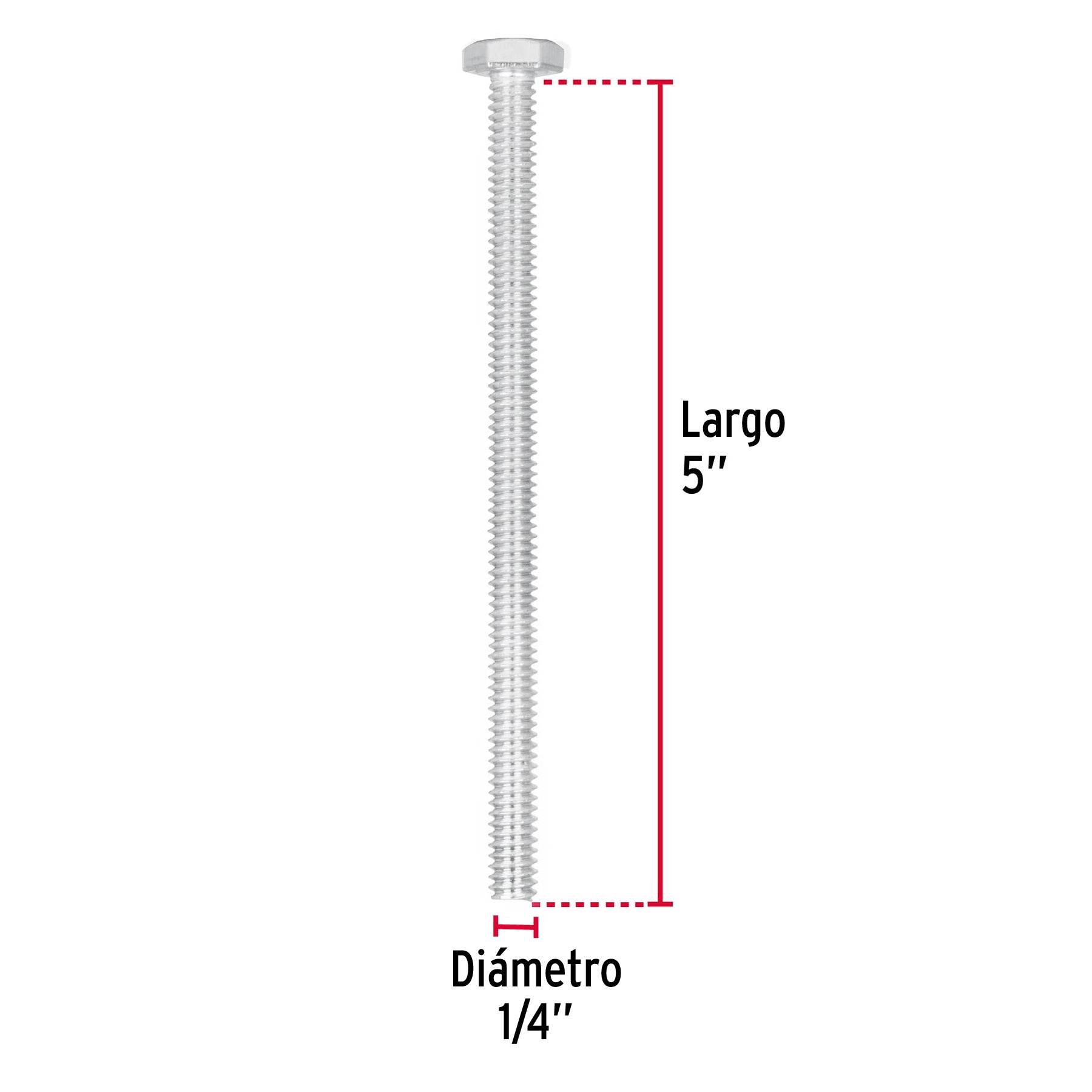Bolsa con 25 tornillos 1/4" x 5" tipo máquina, FIERO