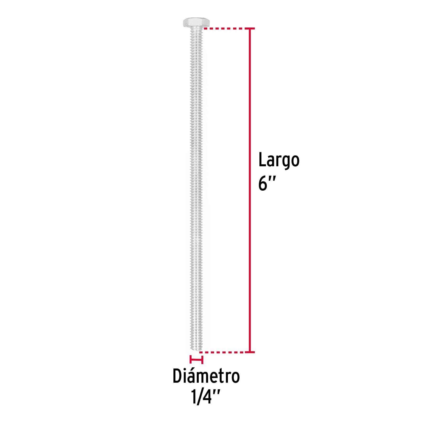 Bolsa con 20 tornillos 1/4" x 6" tipo máquina, FIERO