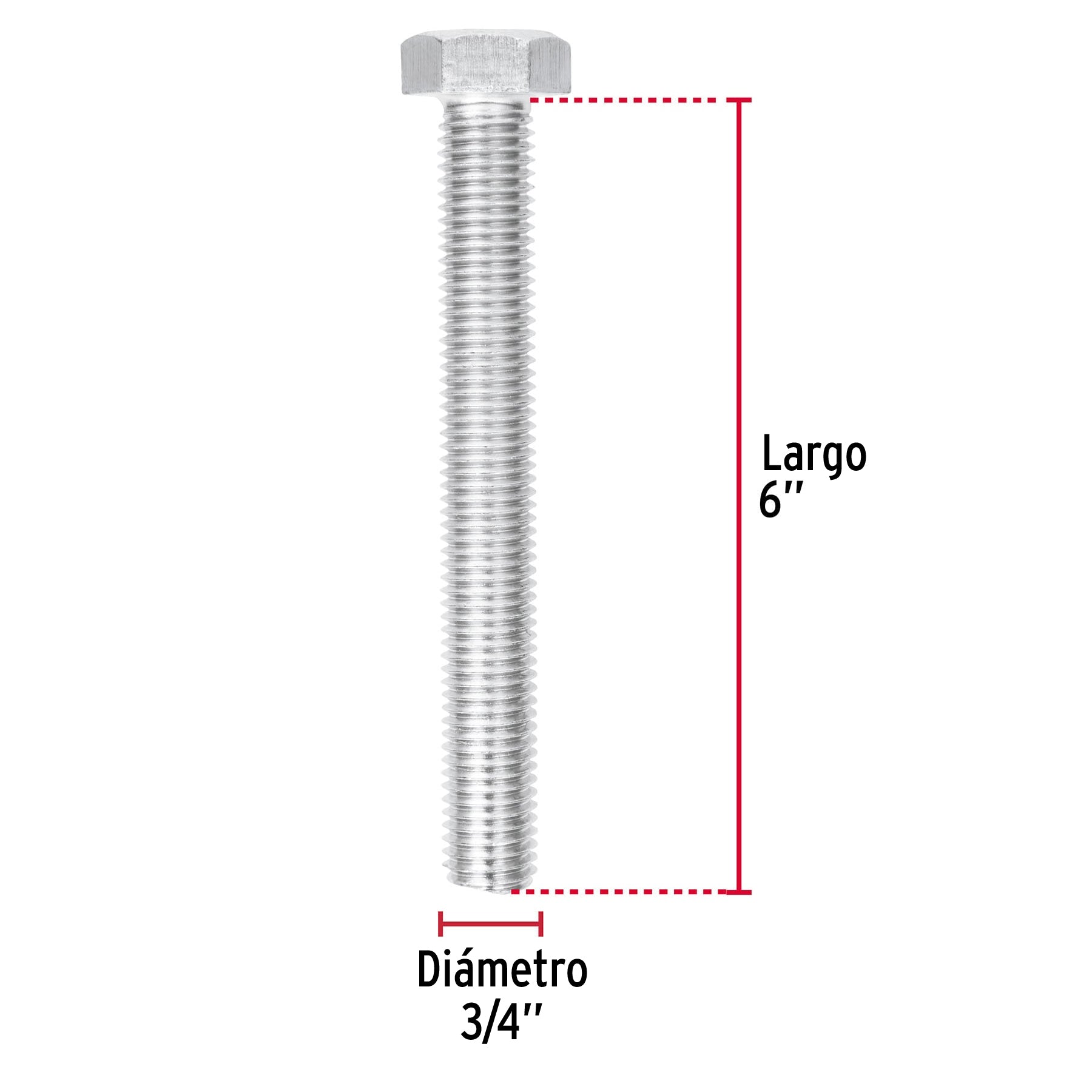 Bolsa con 4 tornillos 3/4" x 6" tipo máquina, FIERO